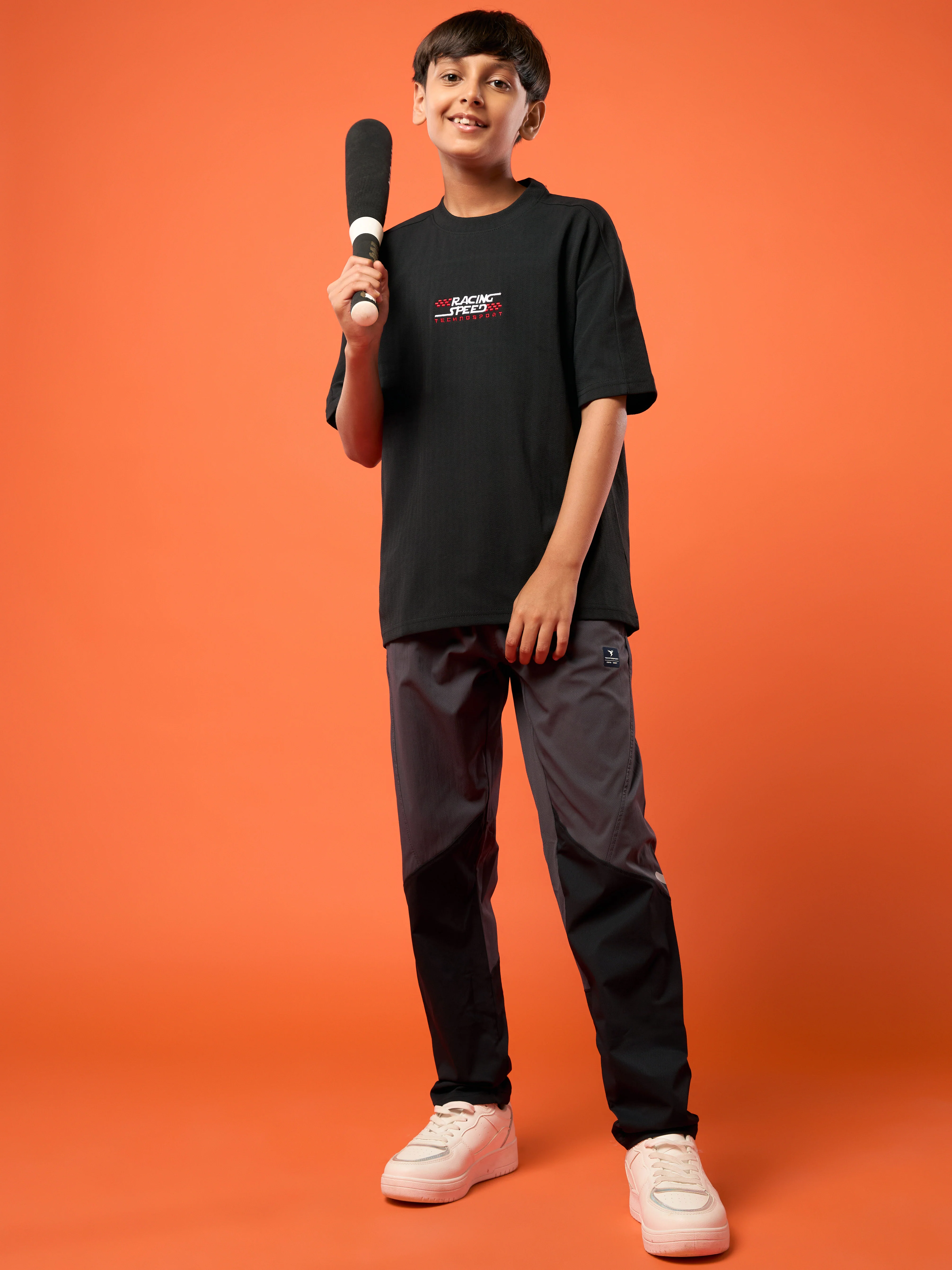 Boys Printed Typography Round Neck Sports T-shirt Regular Fit with ELASO PLUS - Image 5