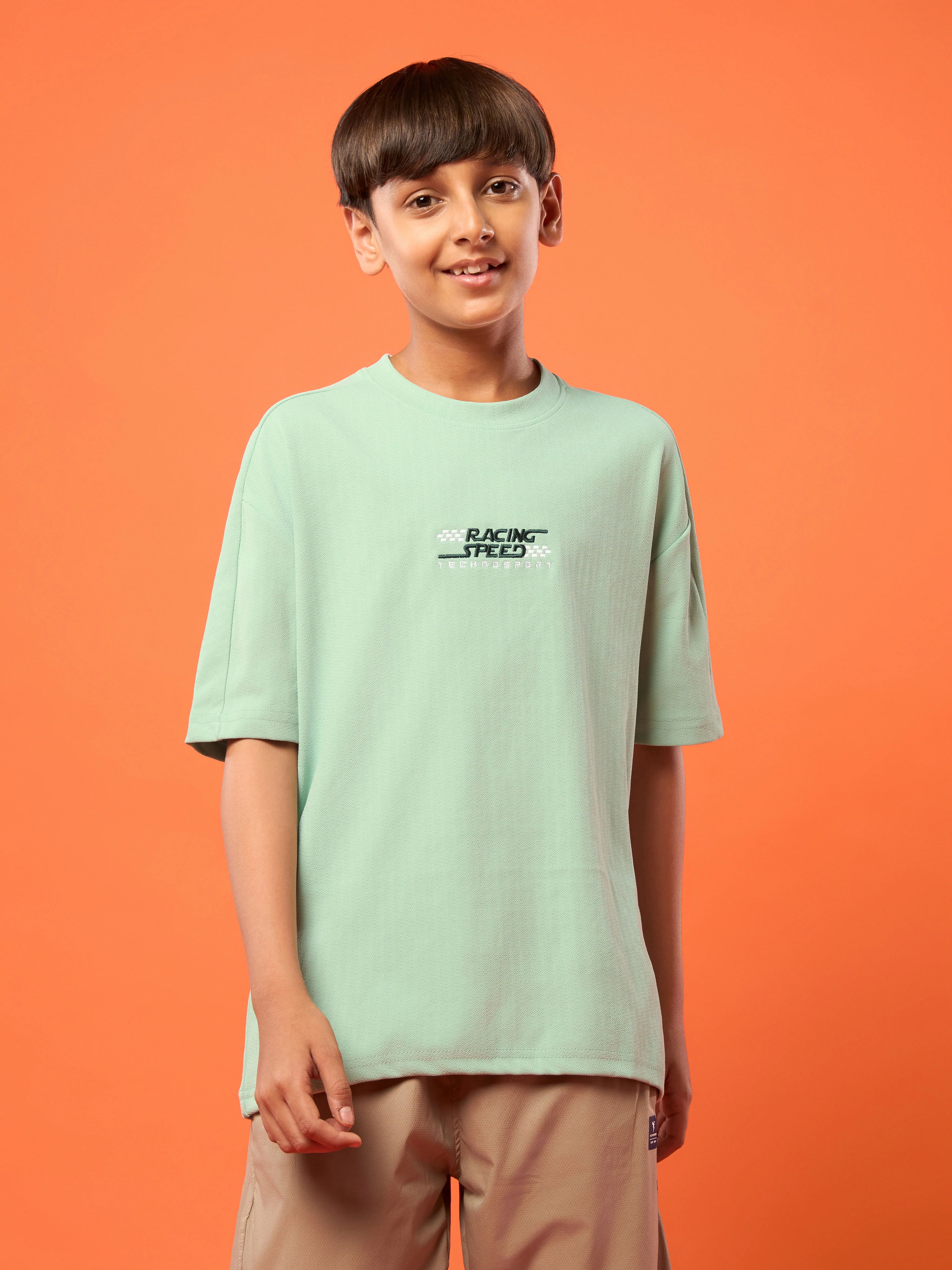 Boys Printed Typography Round Neck Sports T-shirt Regular Fit with ELASO PLUS - Image 2