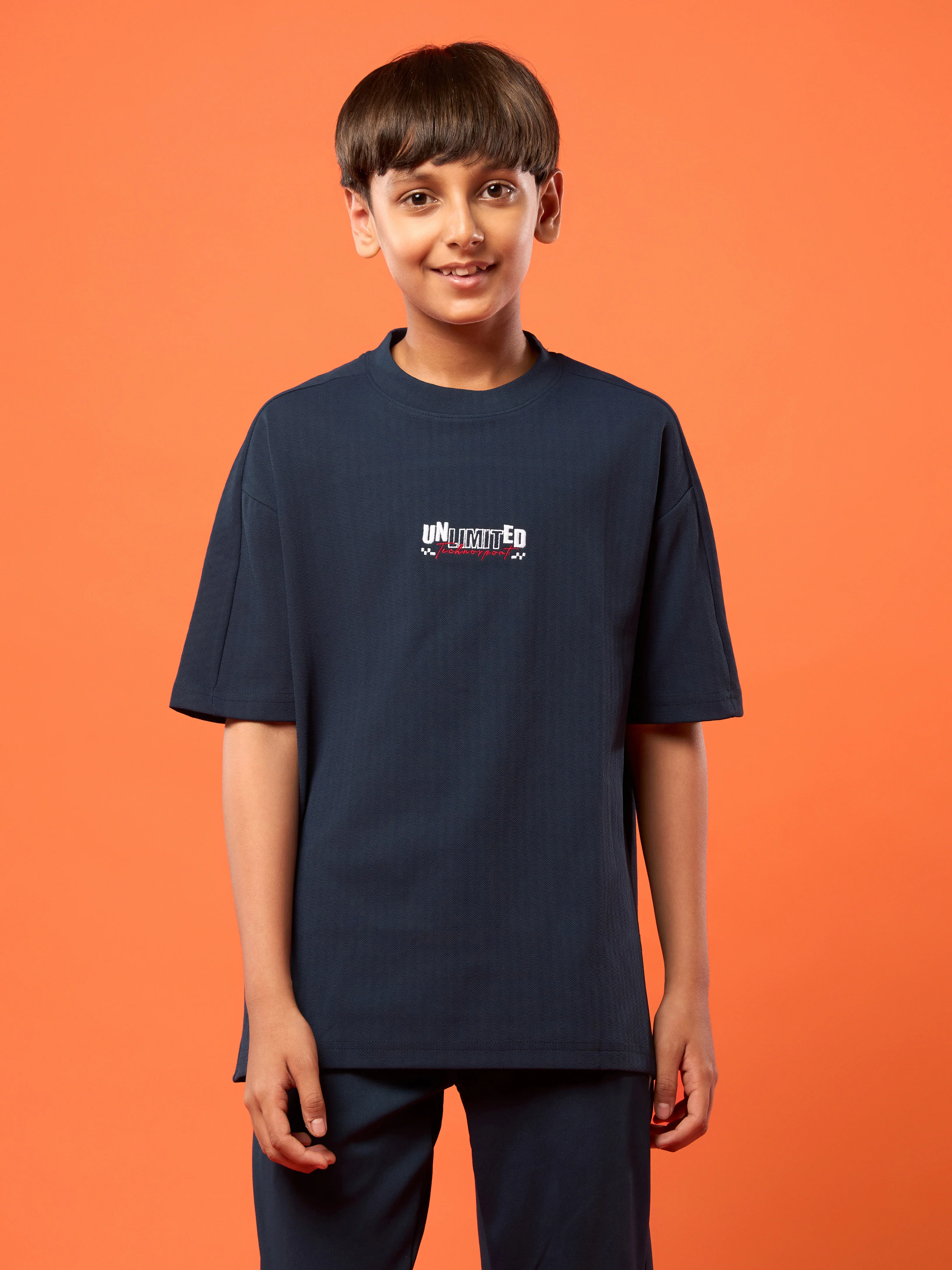 Boys Printed Typography Round Neck Sports T-shirt Regular Fit with ELASO PLUS - Image 2