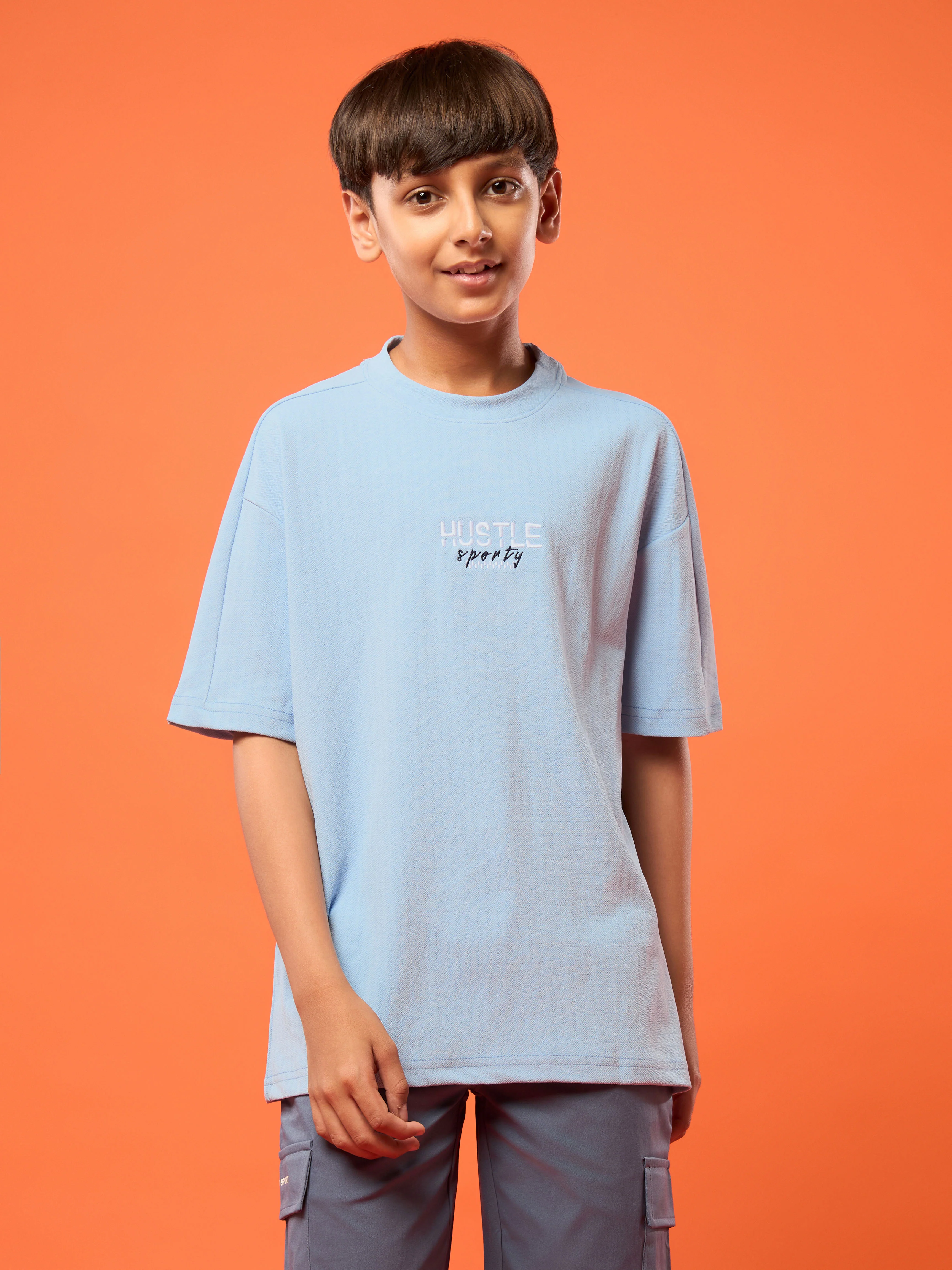 Boys Printed Typography Round Neck Sports T-shirt Regular Fit with ELASO PLUS - Image 2