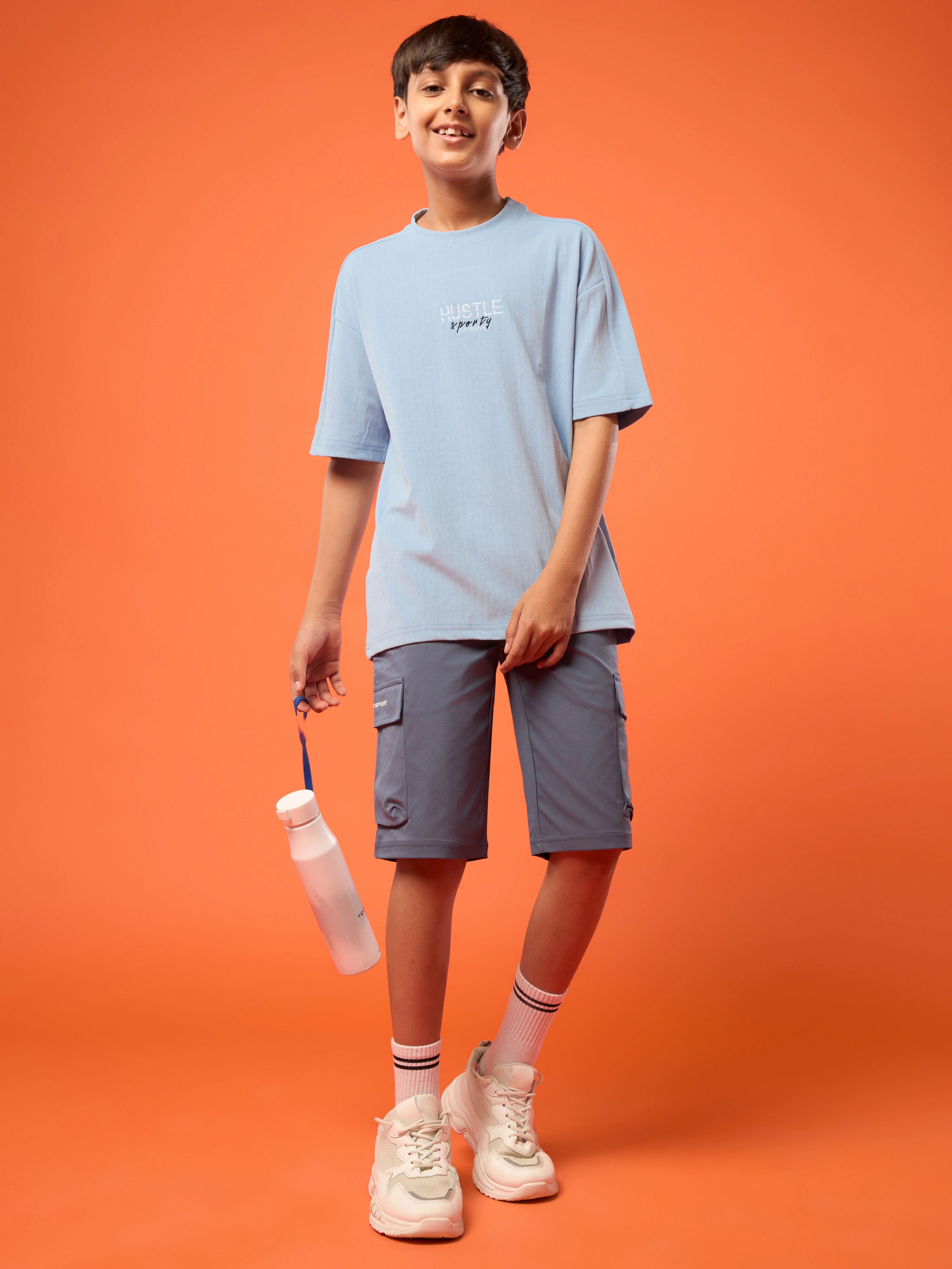 Boys Printed Typography Round Neck Sports T-shirt Regular Fit with ELASO PLUS - Image 5