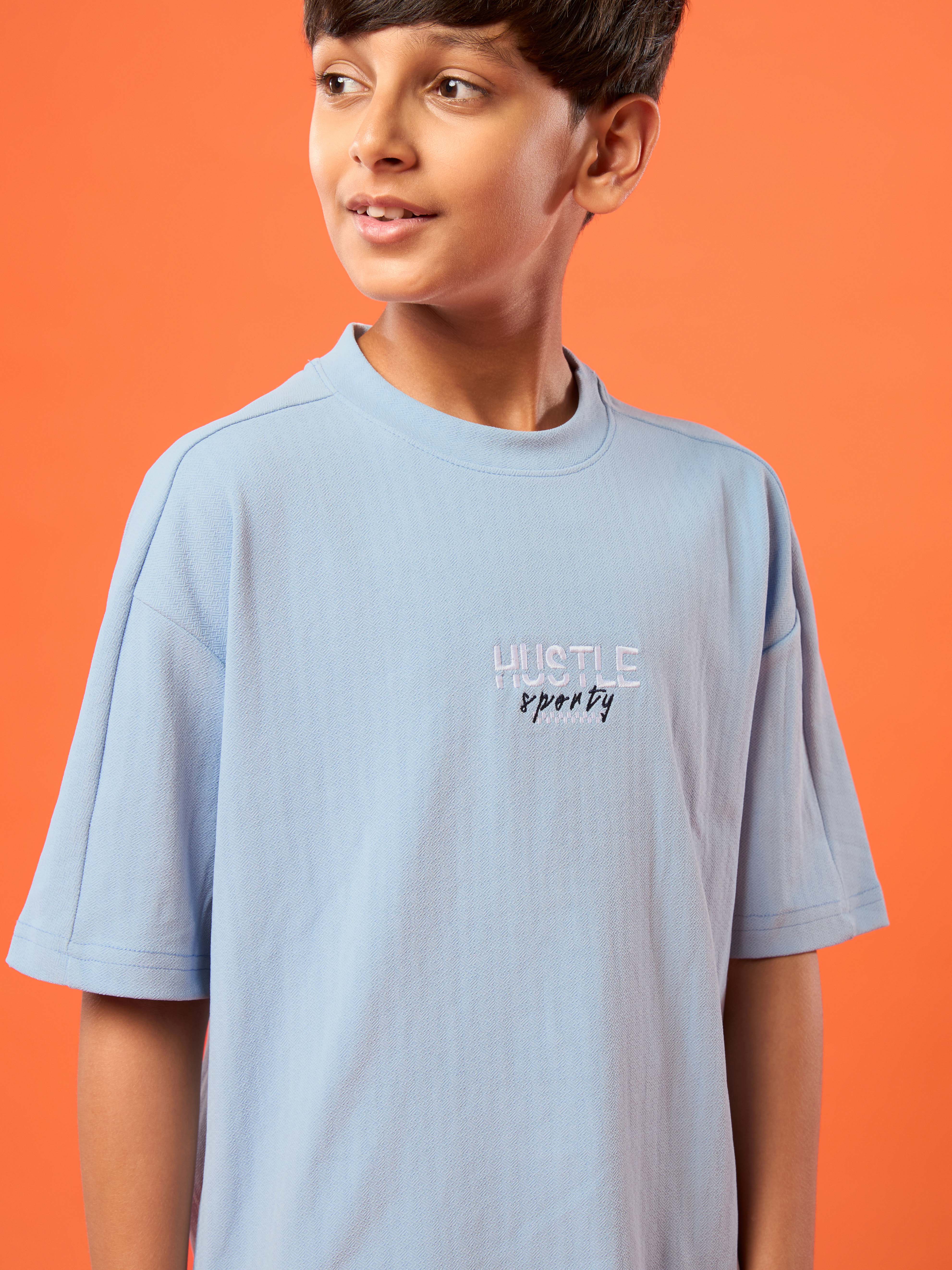 Boys Printed Typography Round Neck Sports T-shirt Regular Fit with ELASO PLUS - Image 6