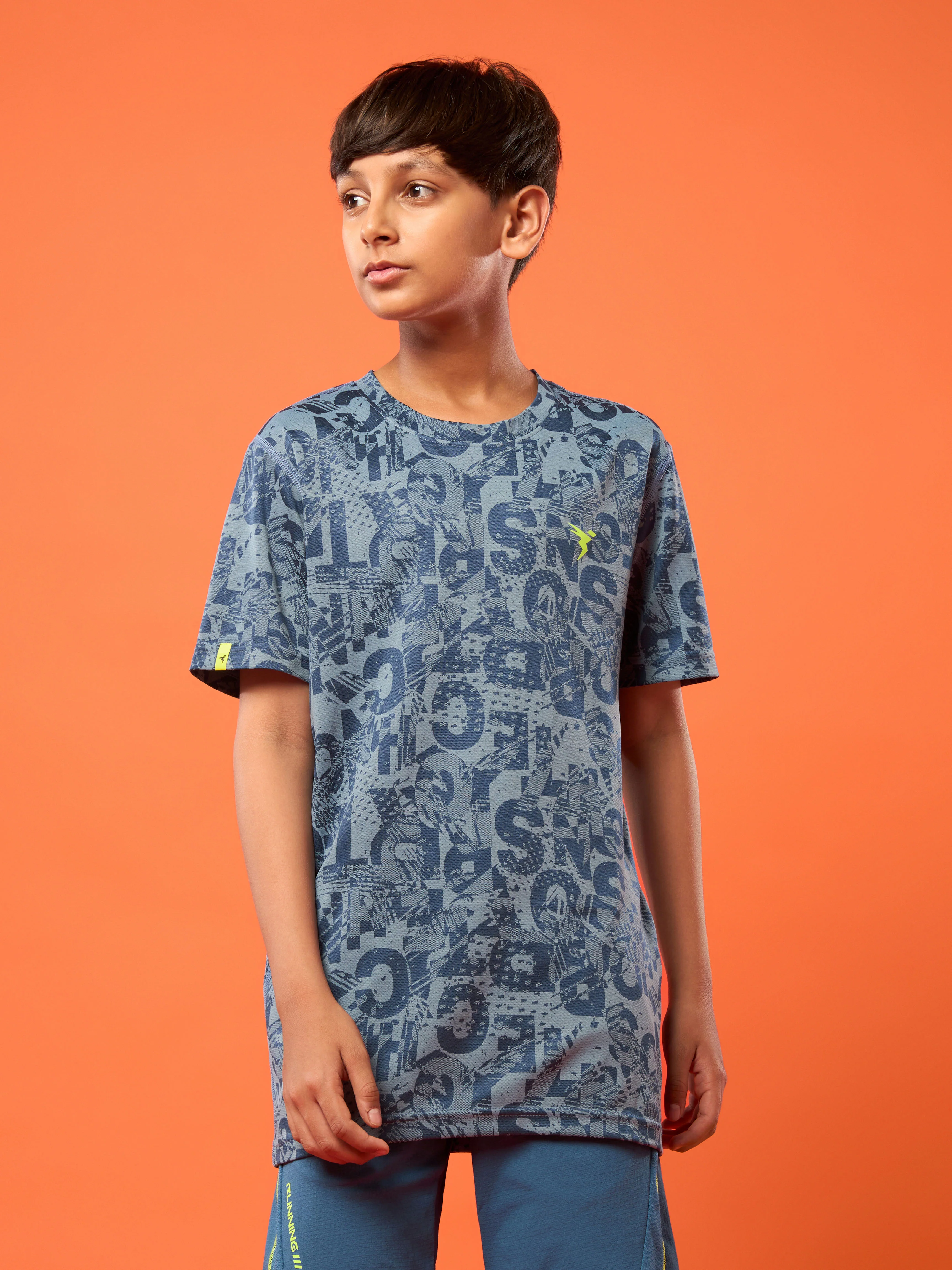 Boys Self Design Slim Fit Crew Neck T-shirt with DOUBLE COOL - Image 2