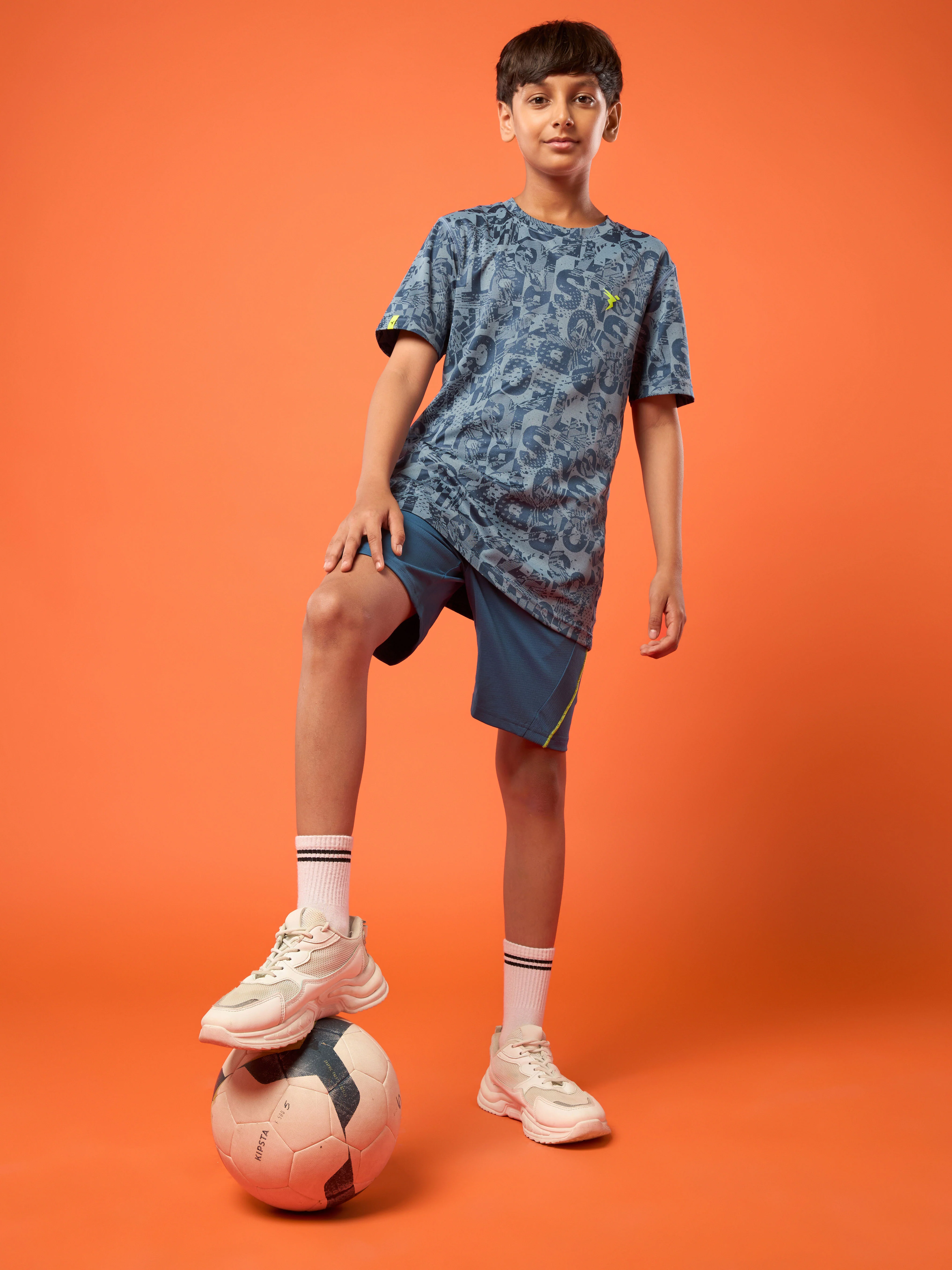 Boys Self Design Slim Fit Crew Neck T-shirt with DOUBLE COOL - Image 5