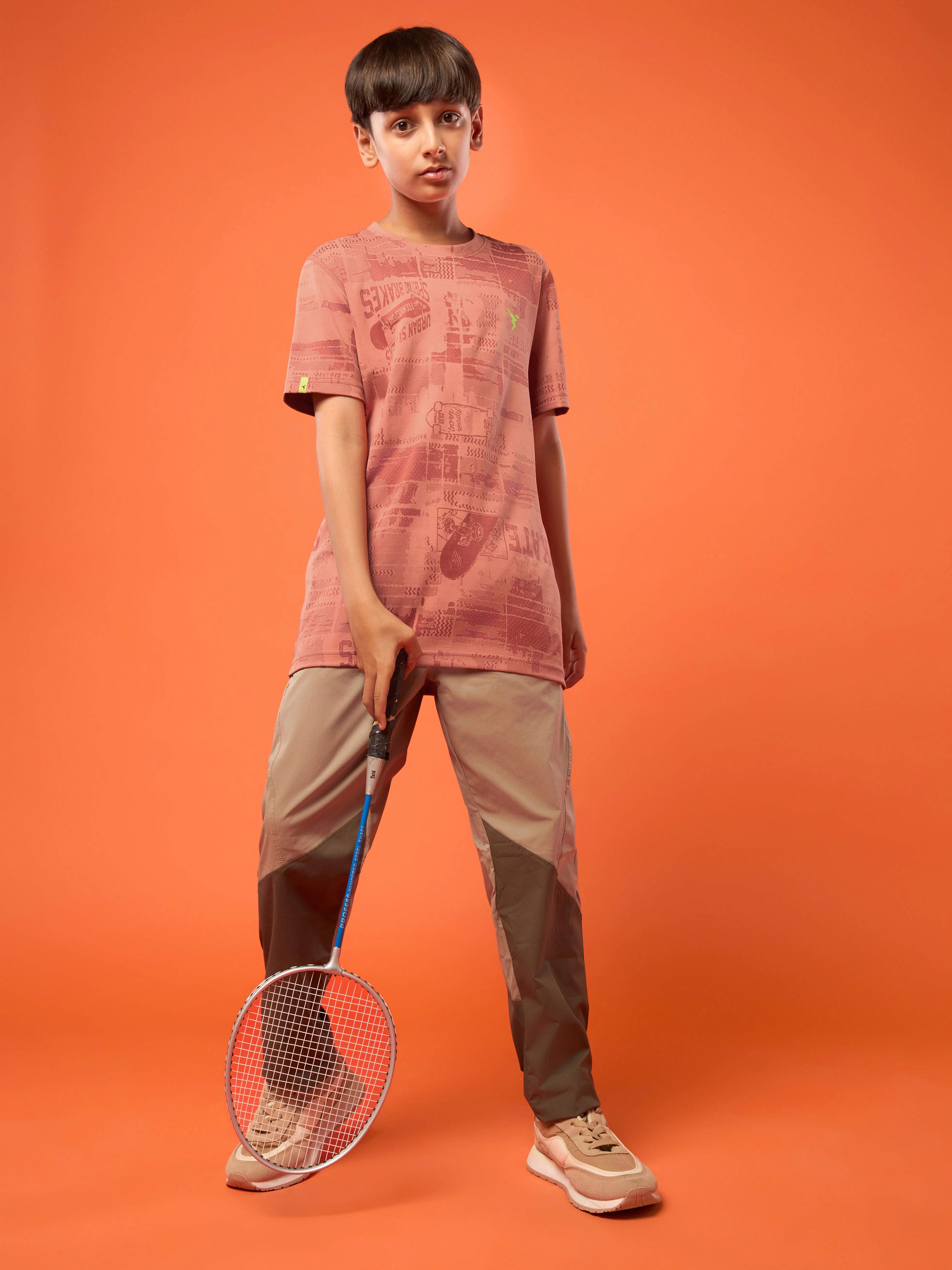 Boys Self Design Slim Fit Crew Neck T-shirt with DOUBLE COOL - Image 5