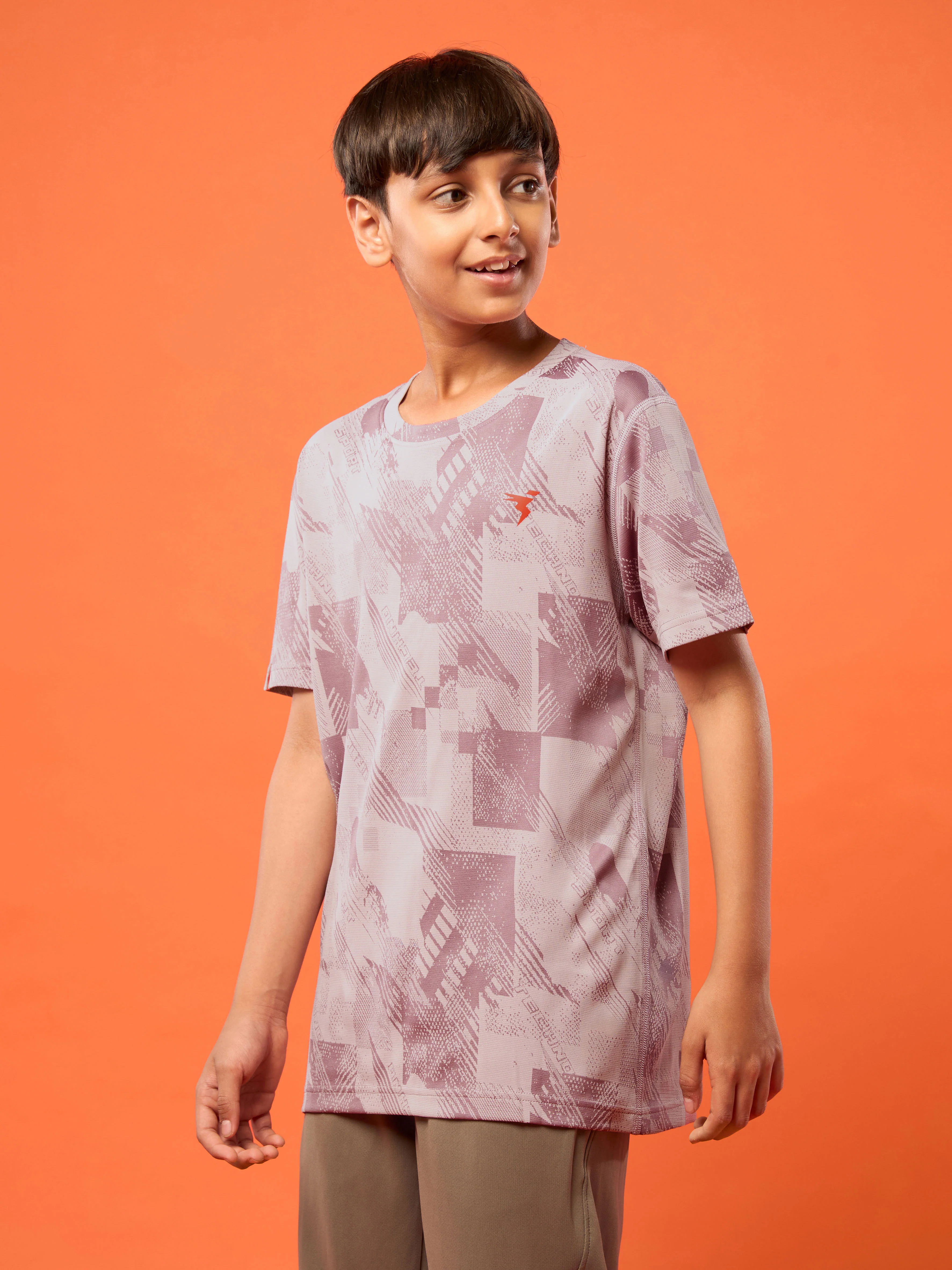Boys Self Design Slim Fit Crew Neck T-shirt with DOUBLE COOL - Image 4
