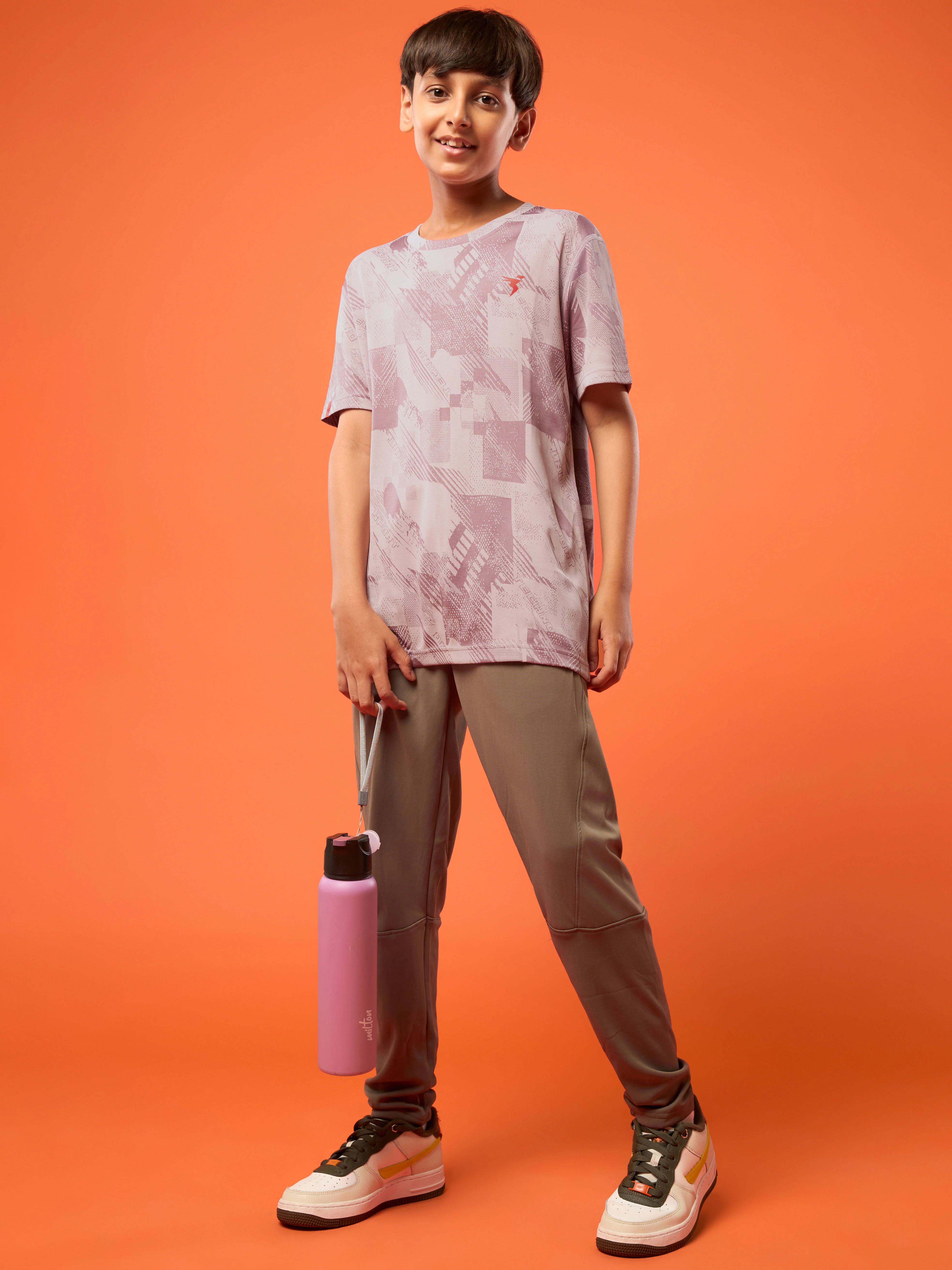 Boys Self Design Slim Fit Crew Neck T-shirt with DOUBLE COOL - Image 5