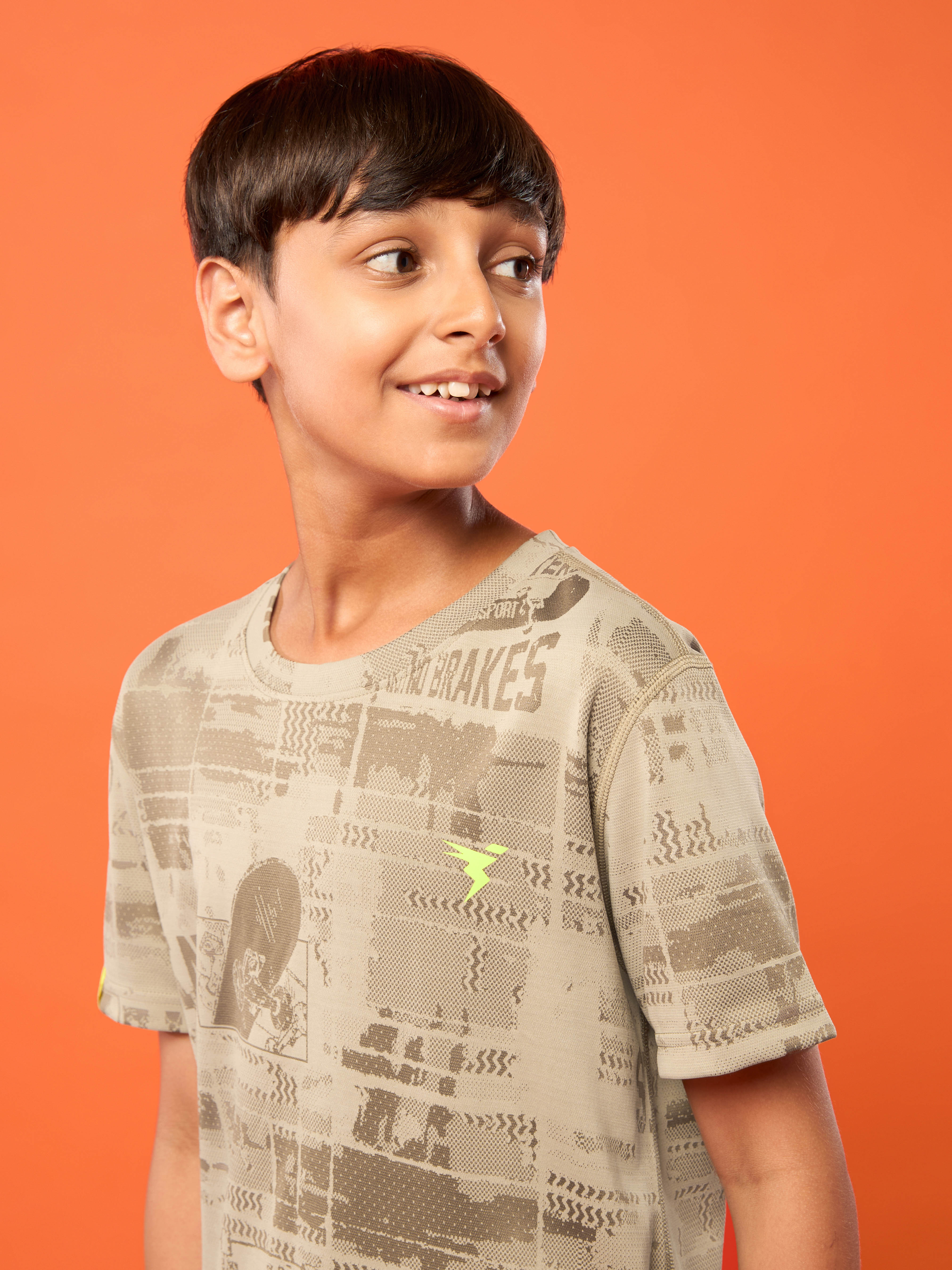 Boys Self Design Slim Fit Crew Neck T-shirt with DOUBLE COOL - Image 6