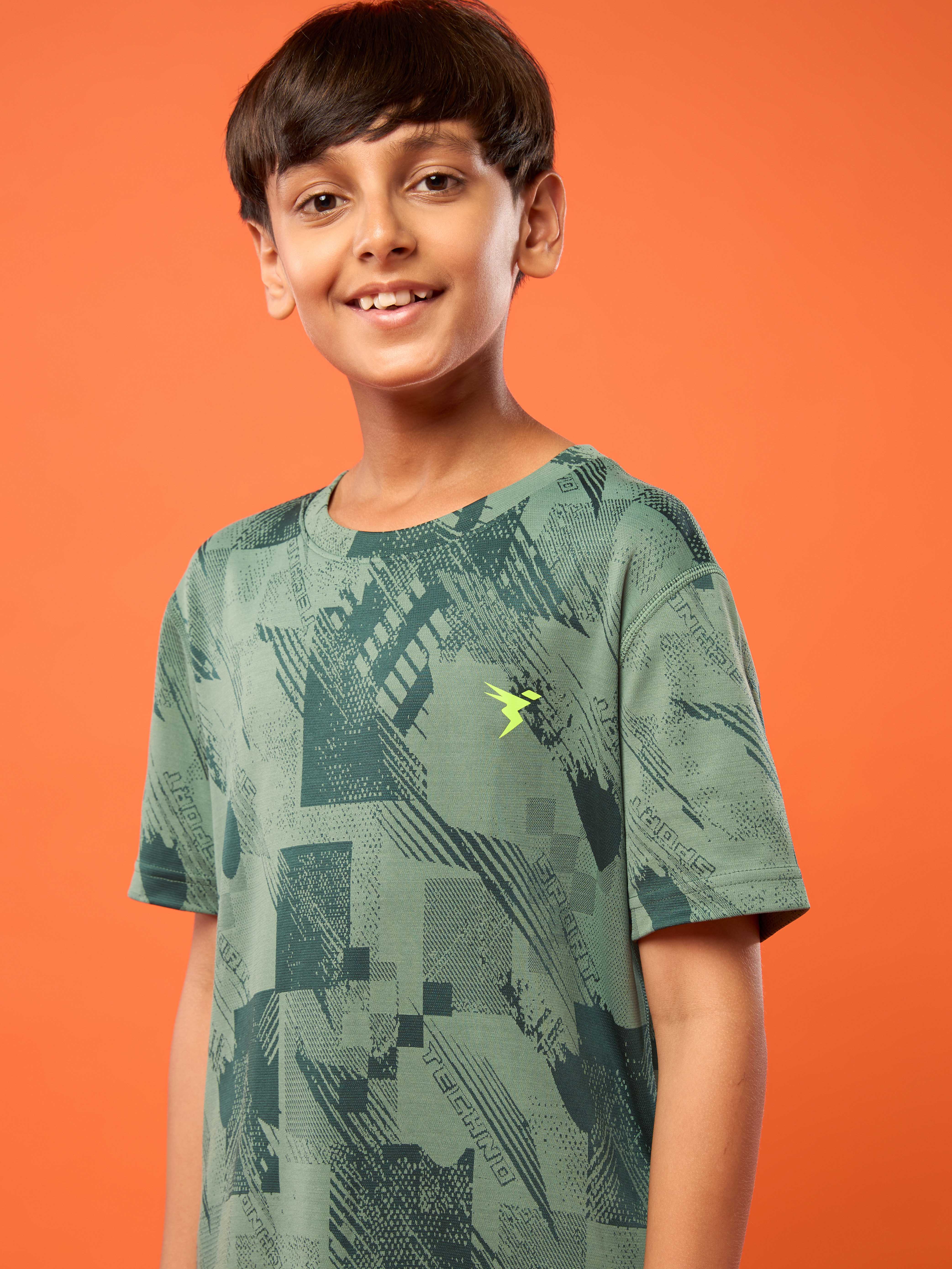 Boys Self Design Slim Fit Crew Neck T-shirt with DOUBLE COOL - Image 6