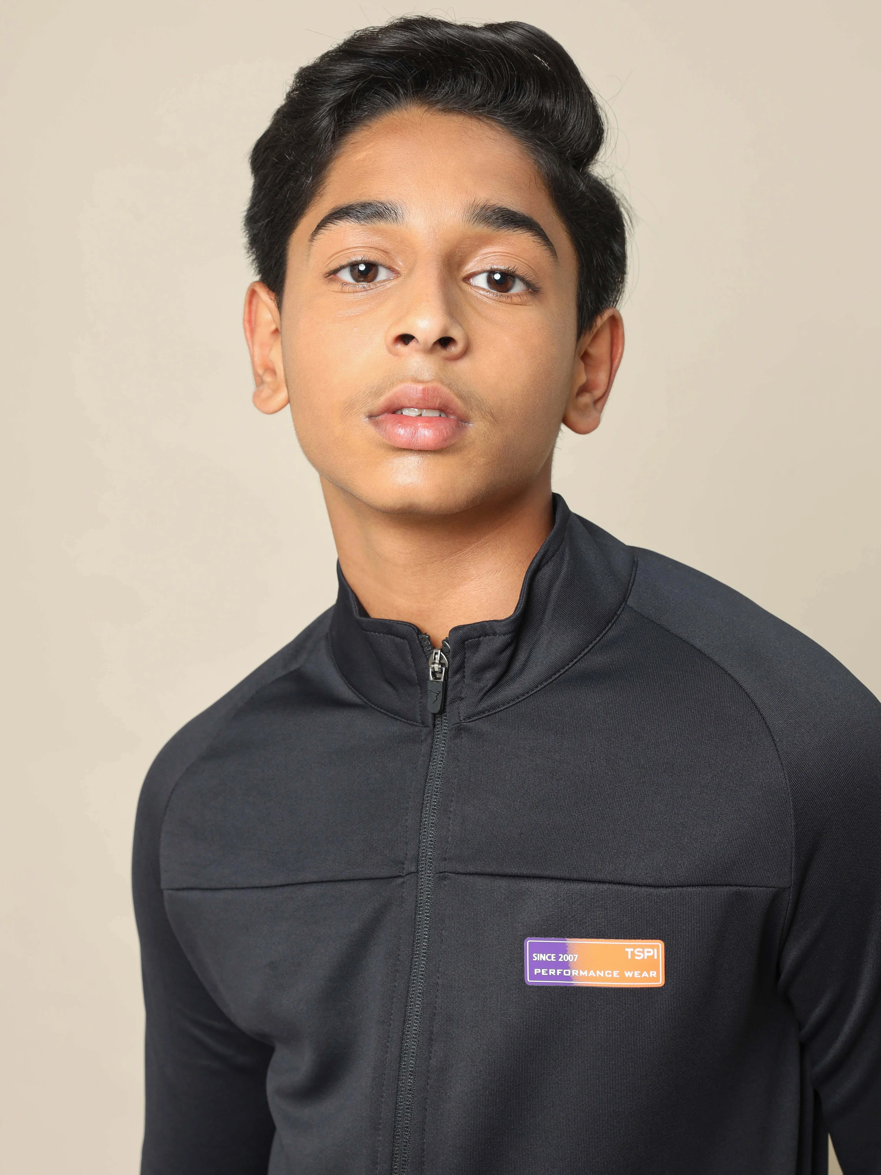Boys Slim Fit Mock Neck Sports Jacket with TECHNO DRY - Image 6