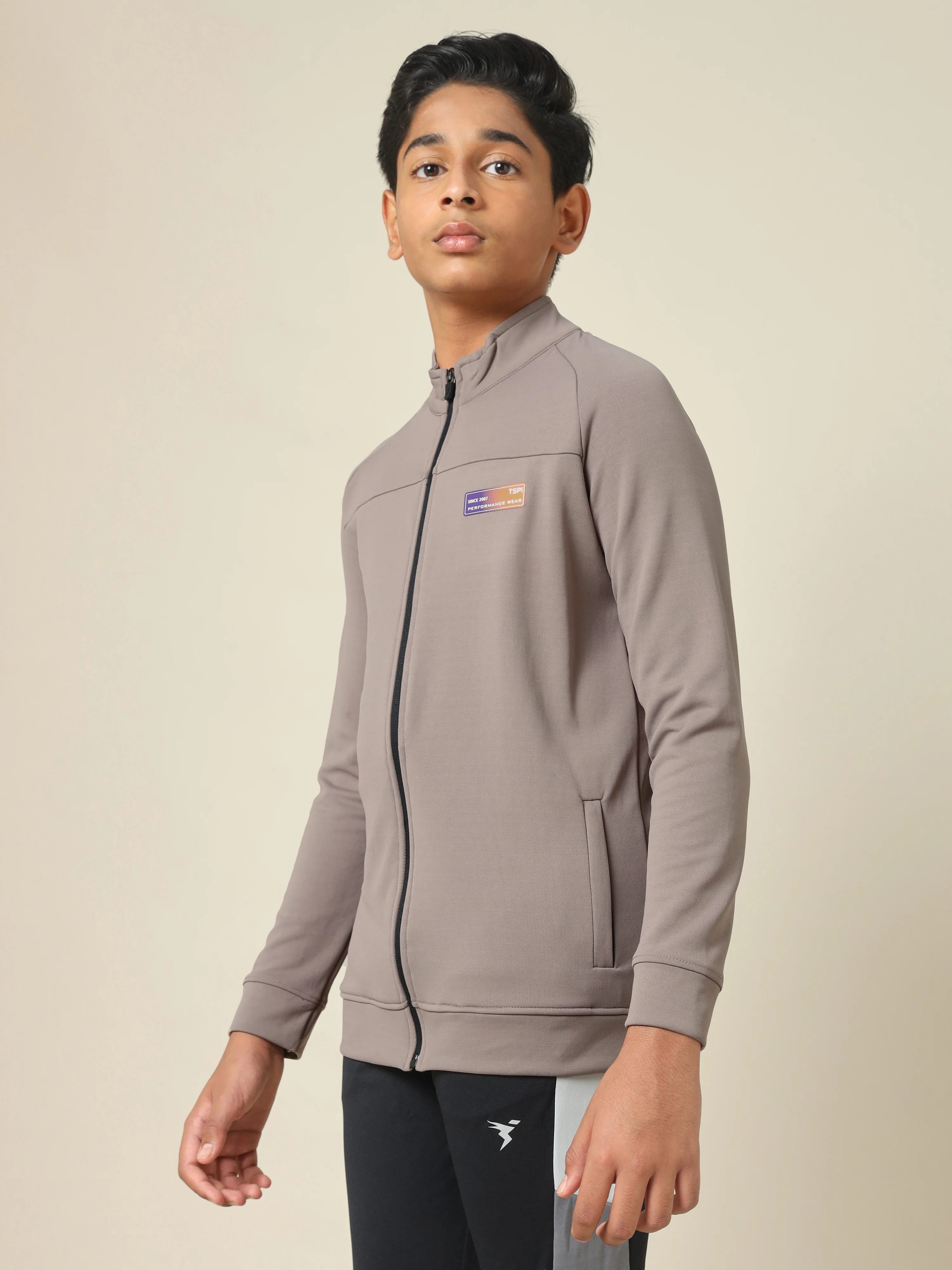 Boys Slim Fit Mock Neck Sports Jacket with TECHNO DRY - Image 4