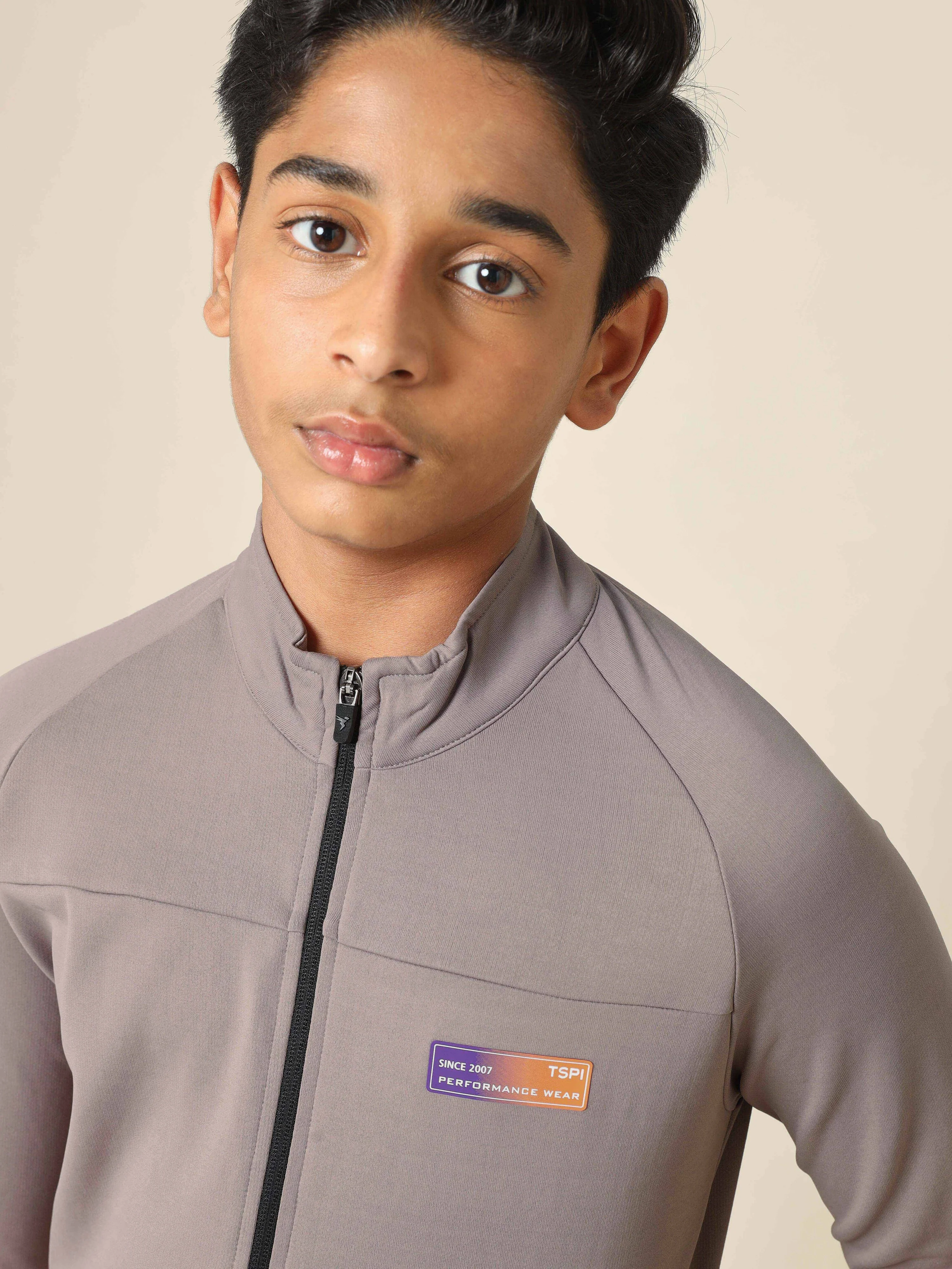 Boys Slim Fit Mock Neck Sports Jacket with TECHNO DRY - Image 5