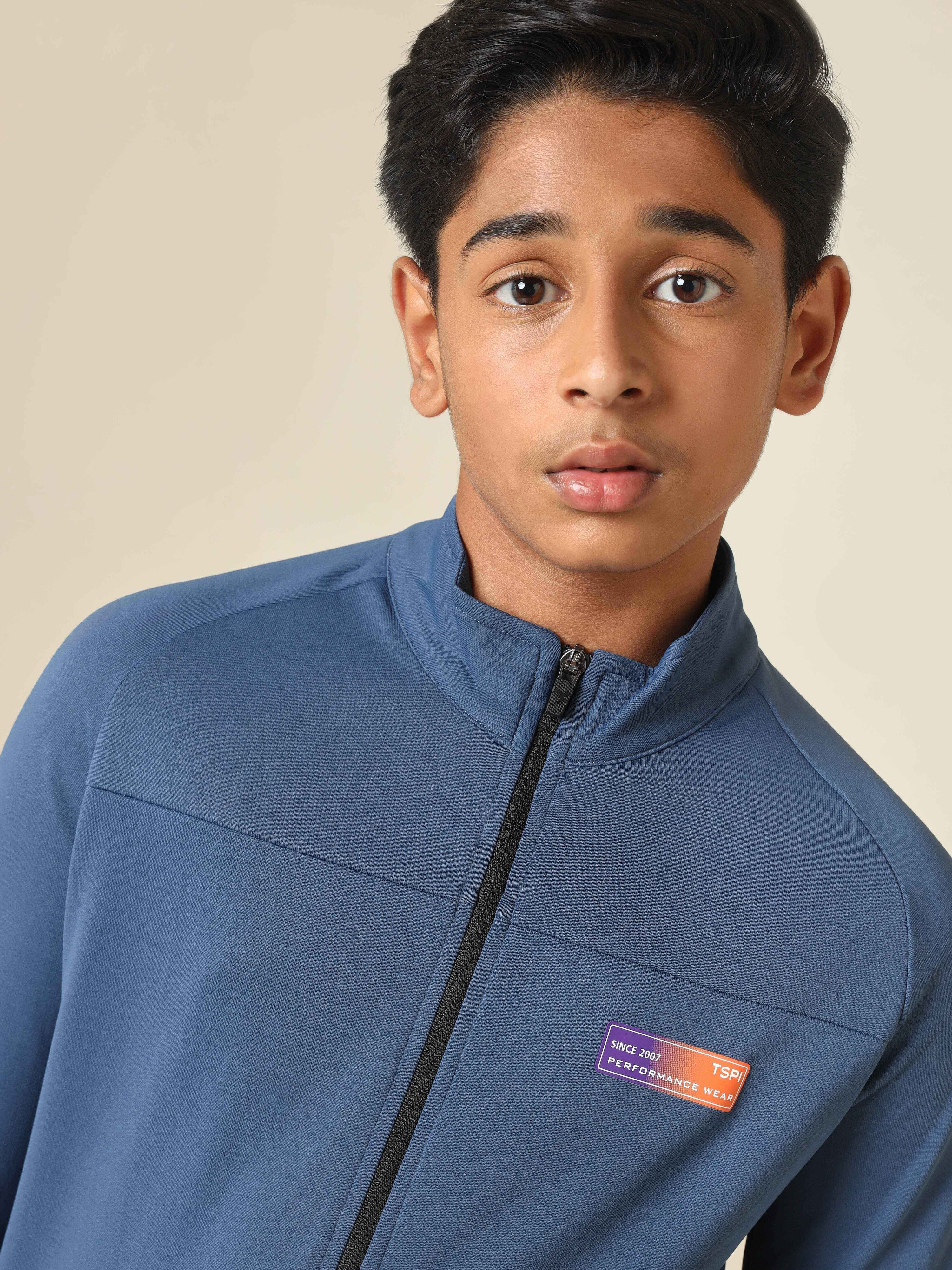 Boys Slim Fit Mock Neck Sports Jacket with TECHNO DRY - Image 6