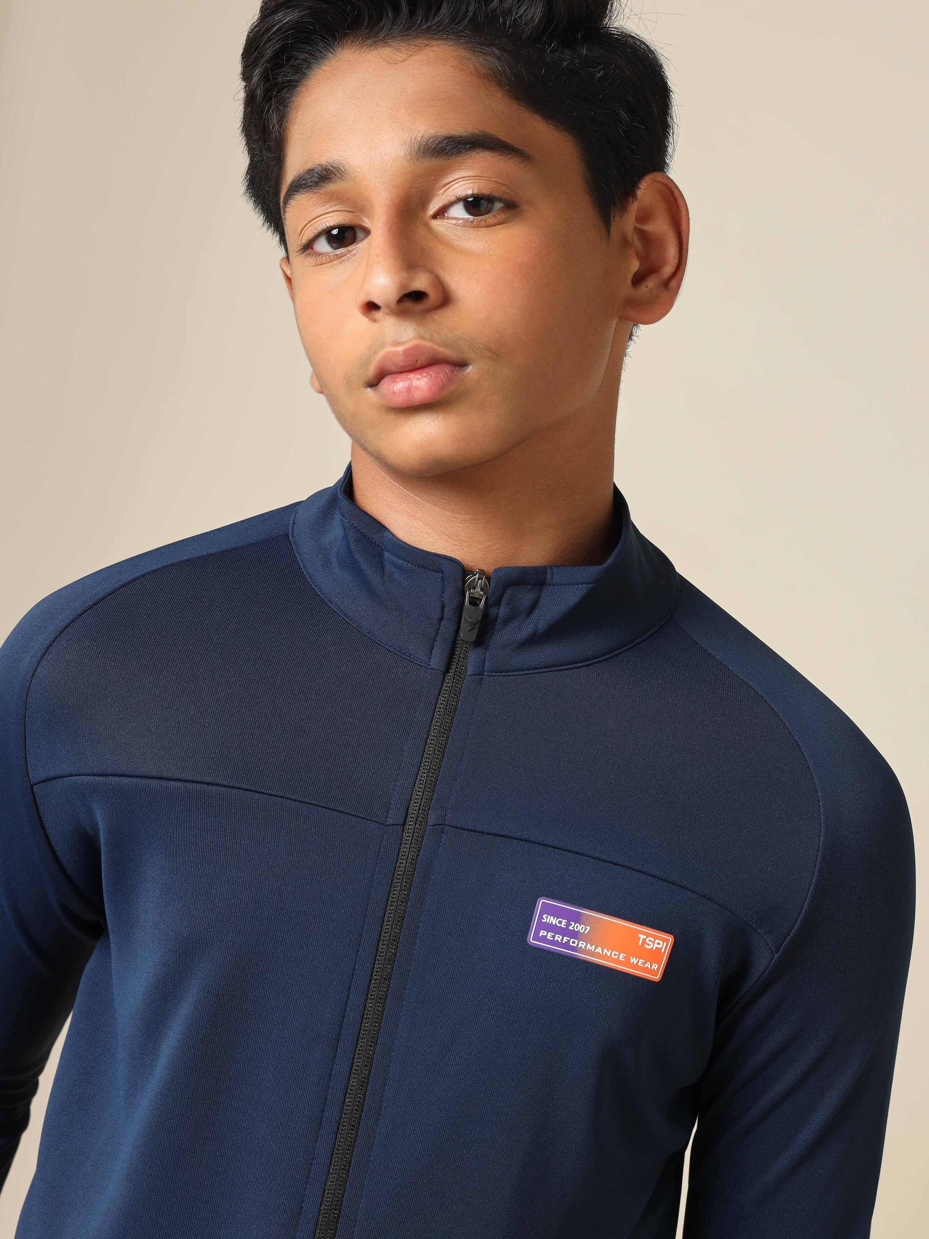 Boys Slim Fit Mock Neck Sports Jacket with TECHNO DRY - Image 5