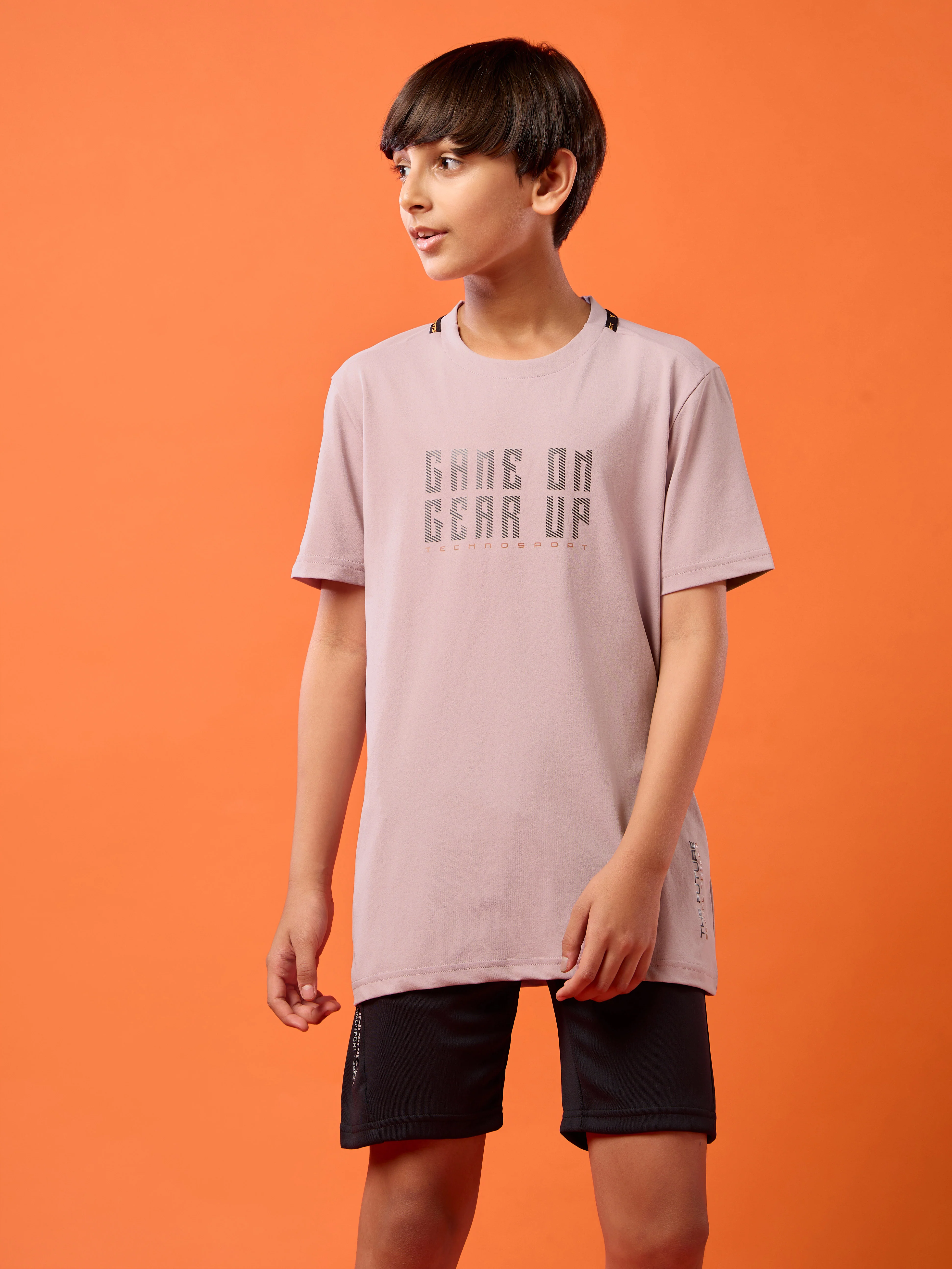 Boys Slim Fit Typography Printed Round Neck Sports T-shirt with COTFLEX - Image 2