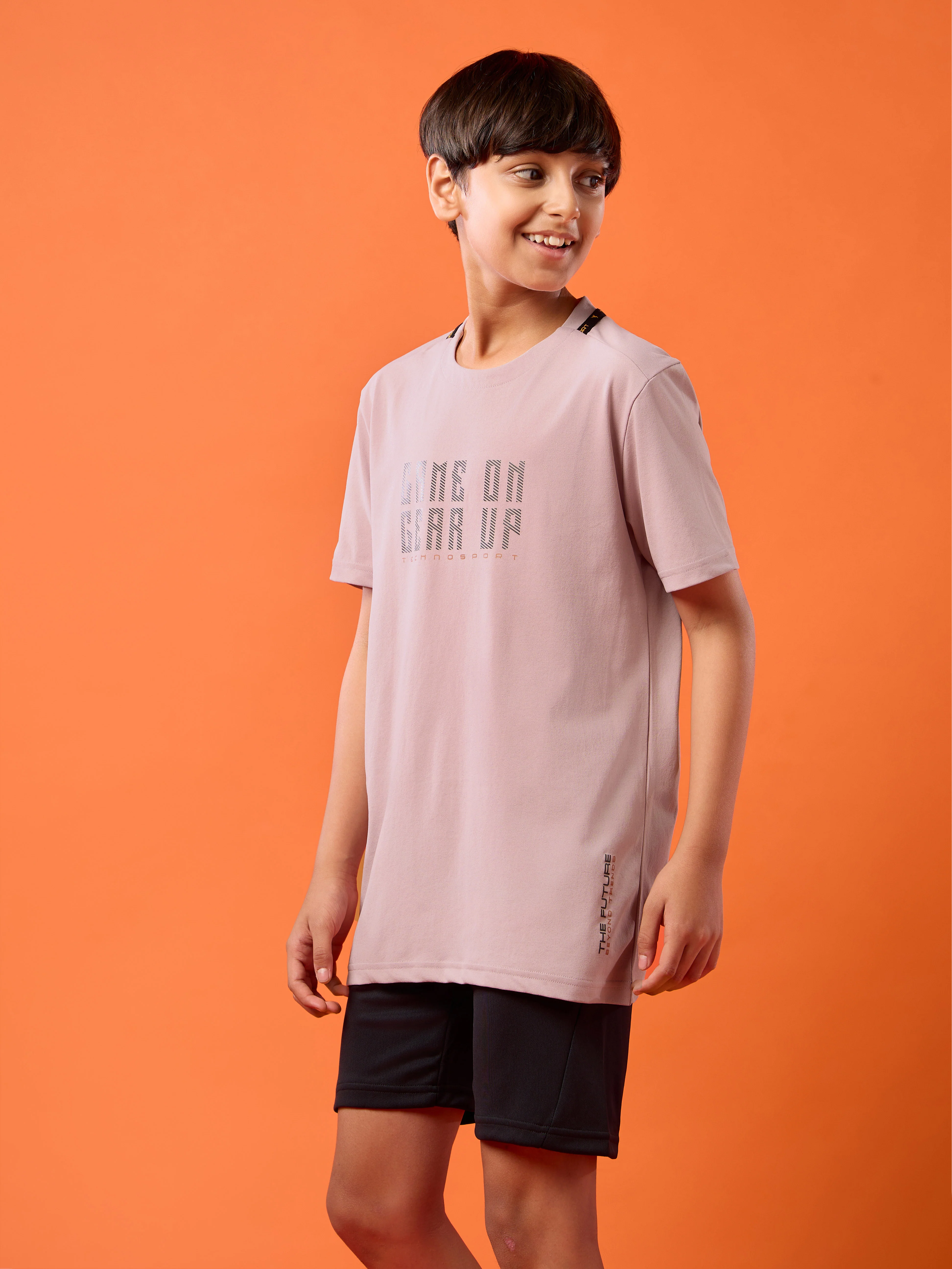 Boys Slim Fit Typography Printed Round Neck Sports T-shirt with COTFLEX - Image 4