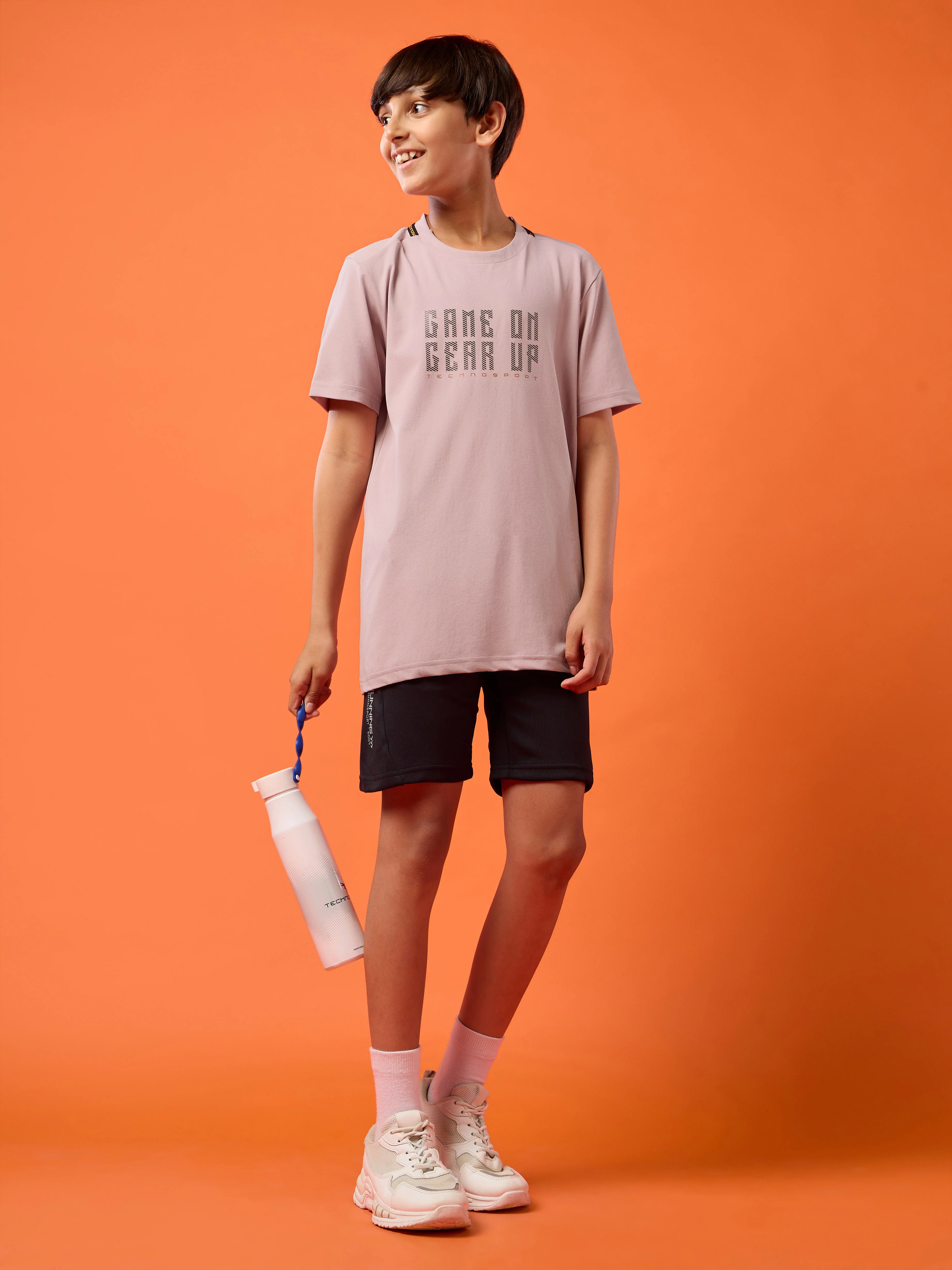 Boys Slim Fit Typography Printed Round Neck Sports T-shirt with COTFLEX - Image 5