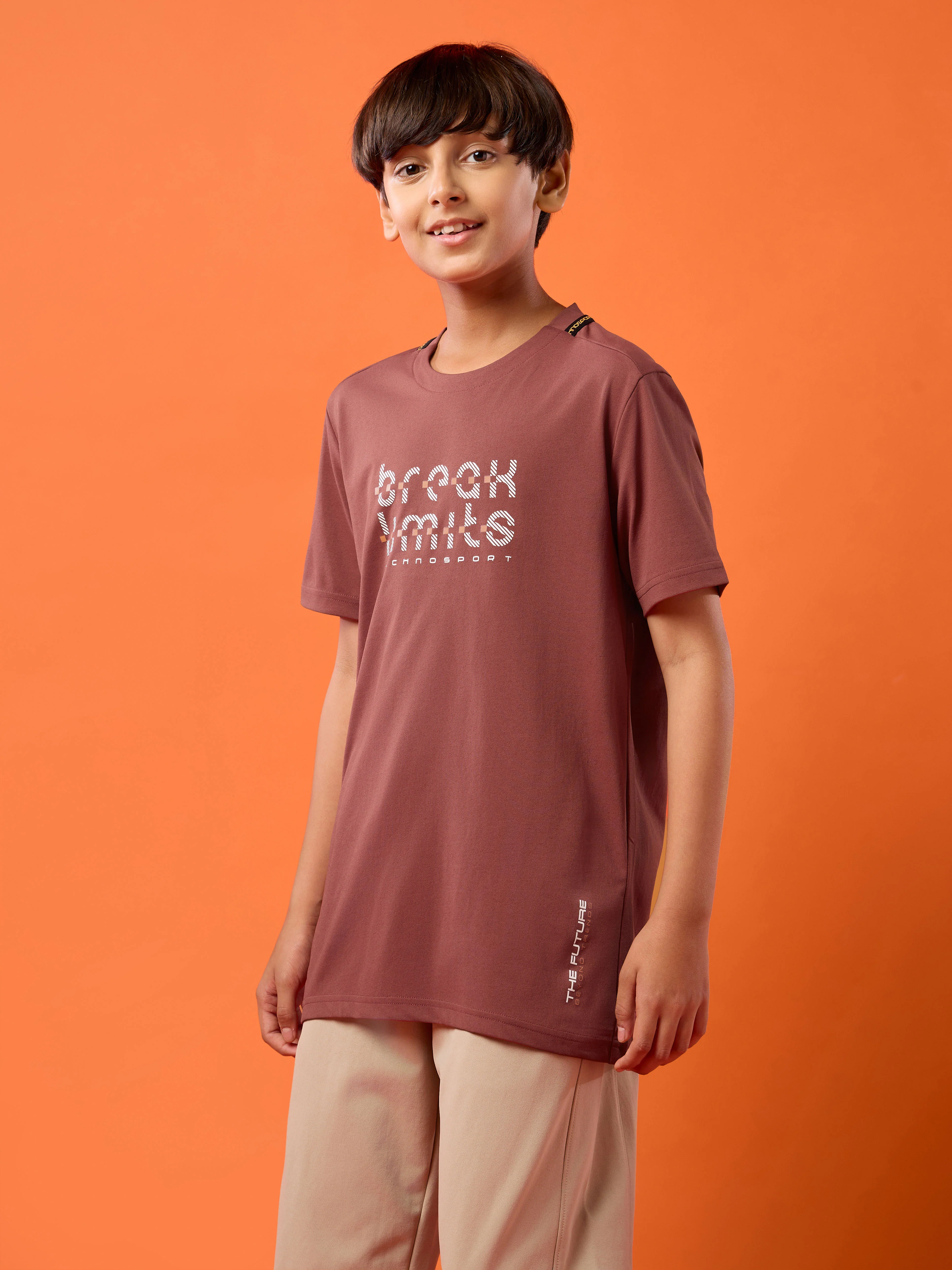 Boys Slim Fit Typography Printed Round Neck Sports T-shirt with COTFLEX - Image 4