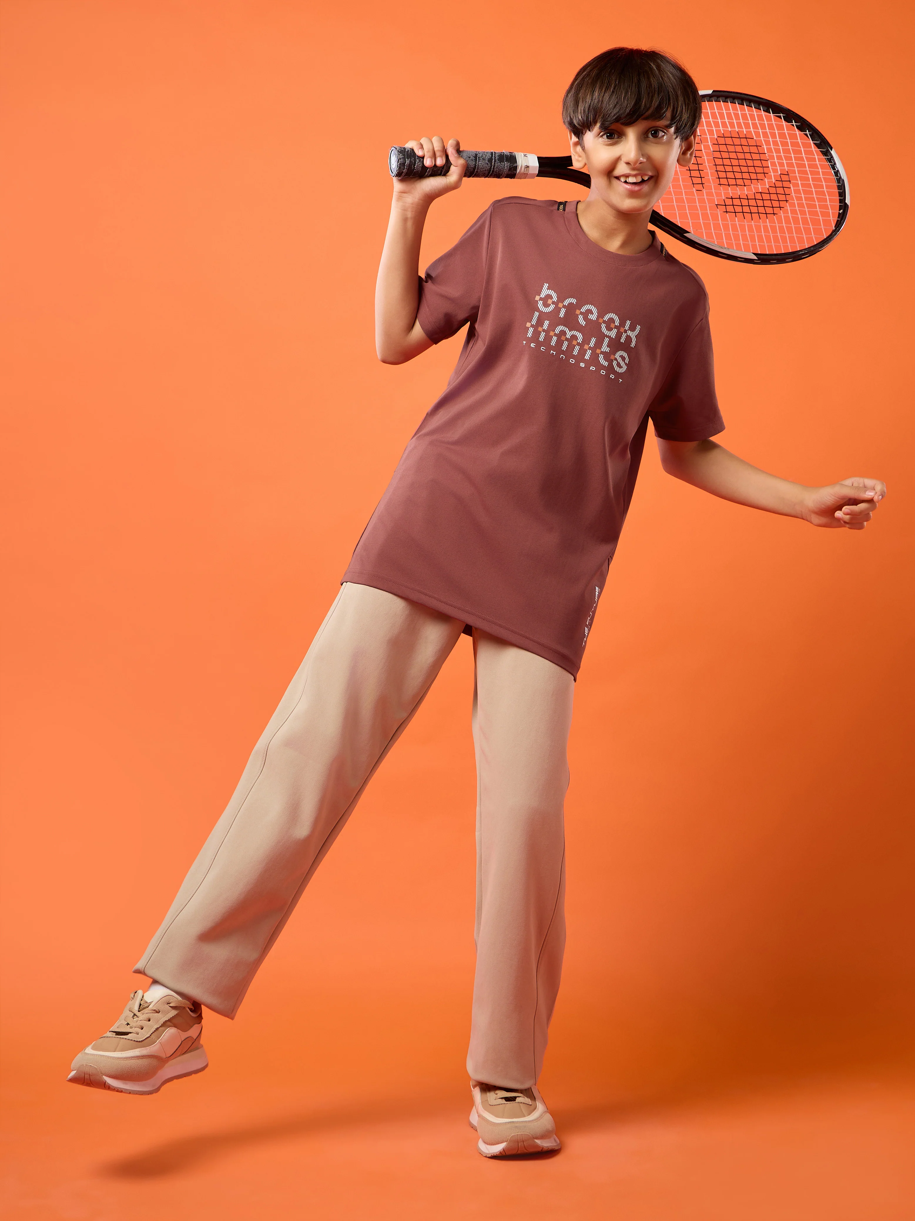 Boys Slim Fit Typography Printed Round Neck Sports T-shirt with COTFLEX - Image 5