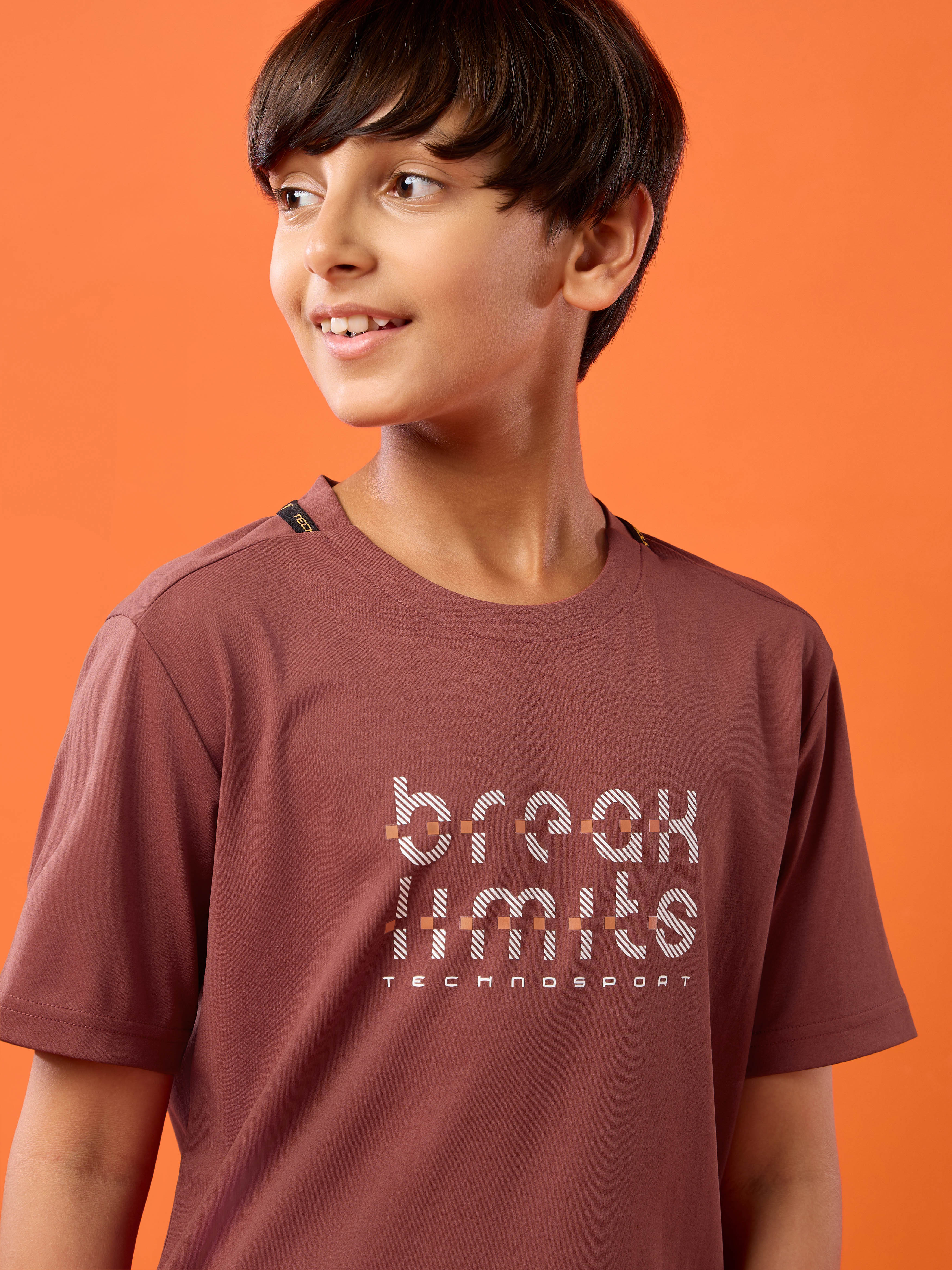 Boys Slim Fit Typography Printed Round Neck Sports T-shirt with COTFLEX - Image 6