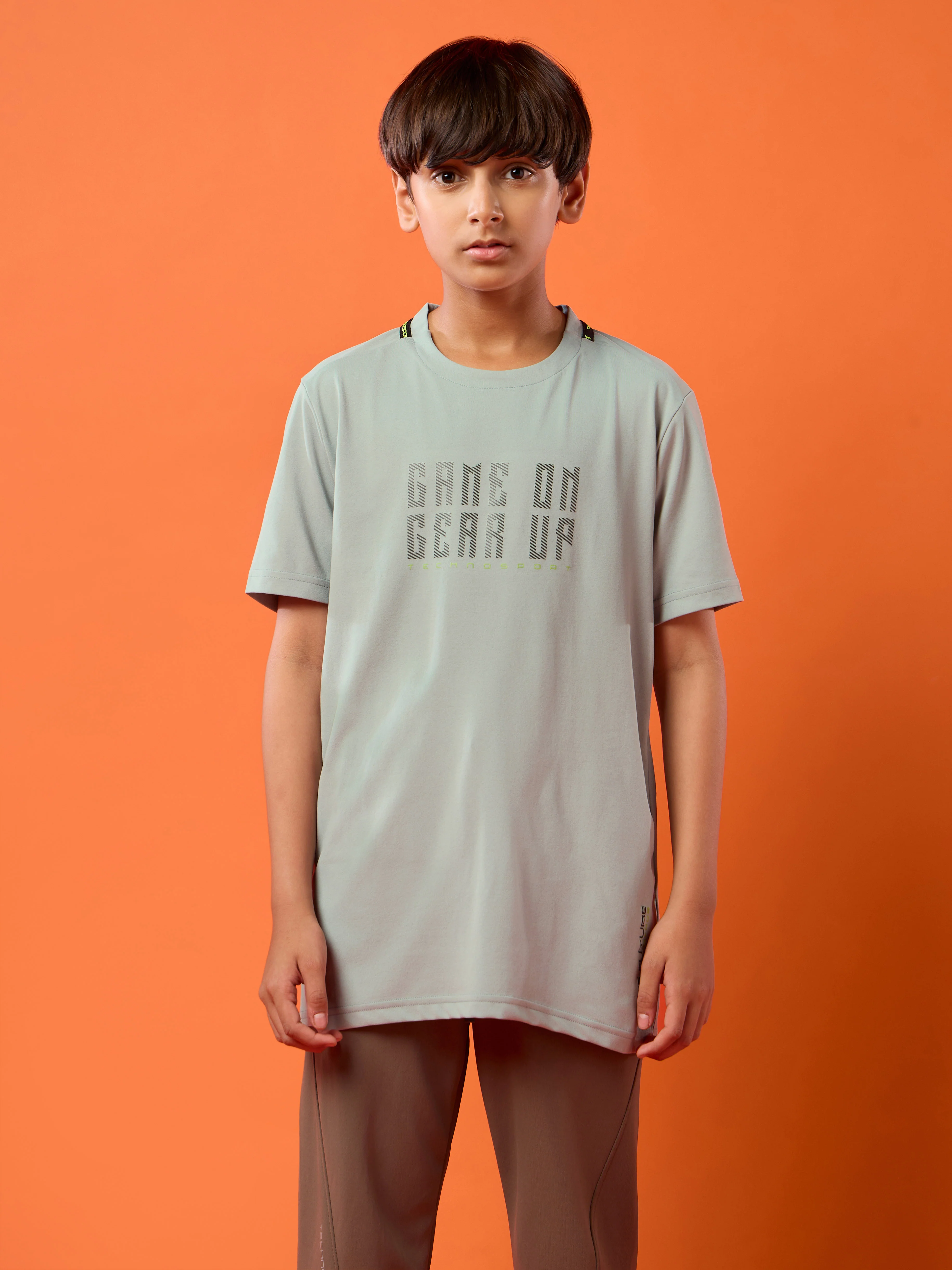 Boys Slim Fit Typography Printed Round Neck Sports T-shirt with COTFLEX - Image 2