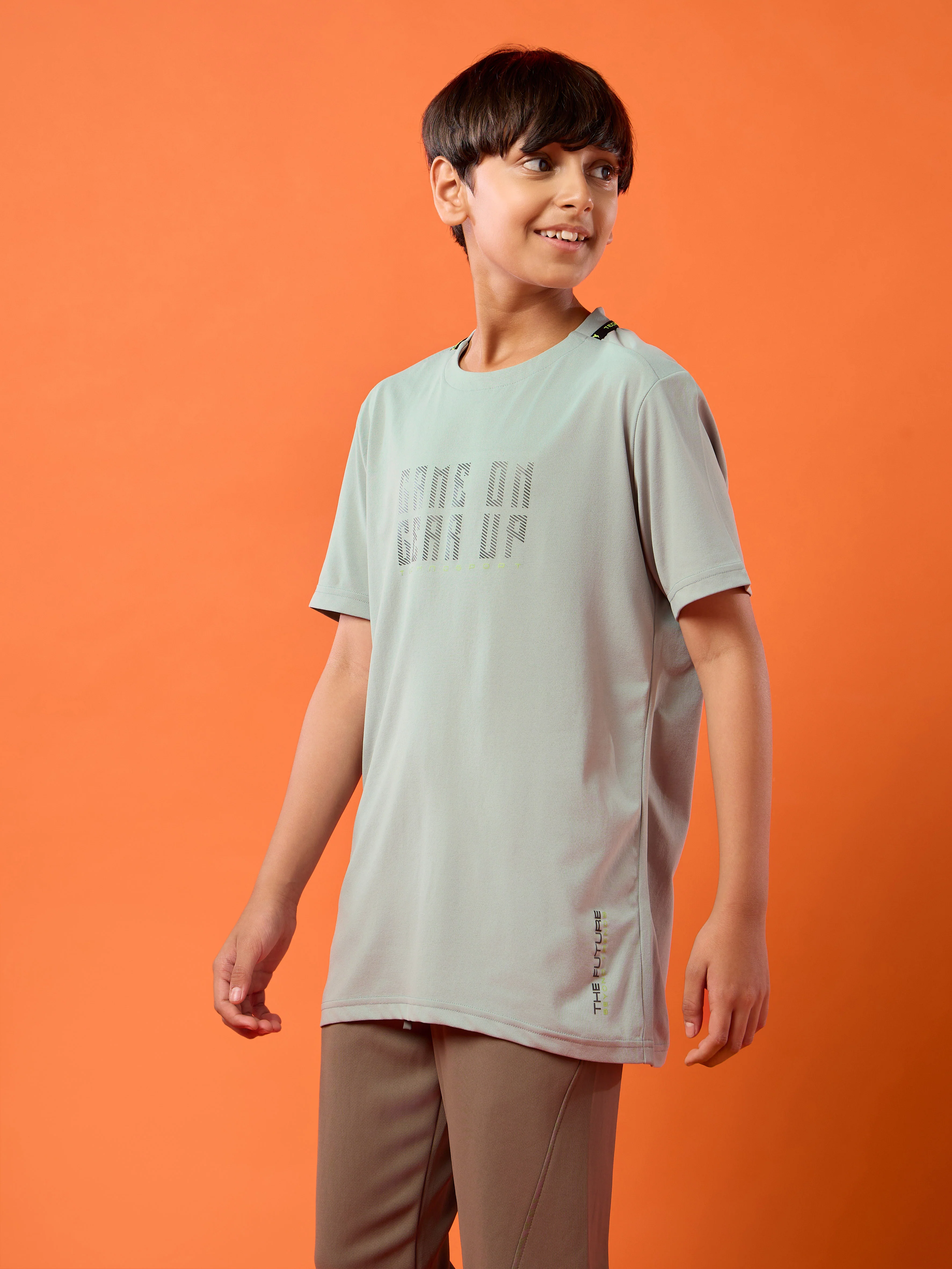 Boys Slim Fit Typography Printed Round Neck Sports T-shirt with COTFLEX - Image 4