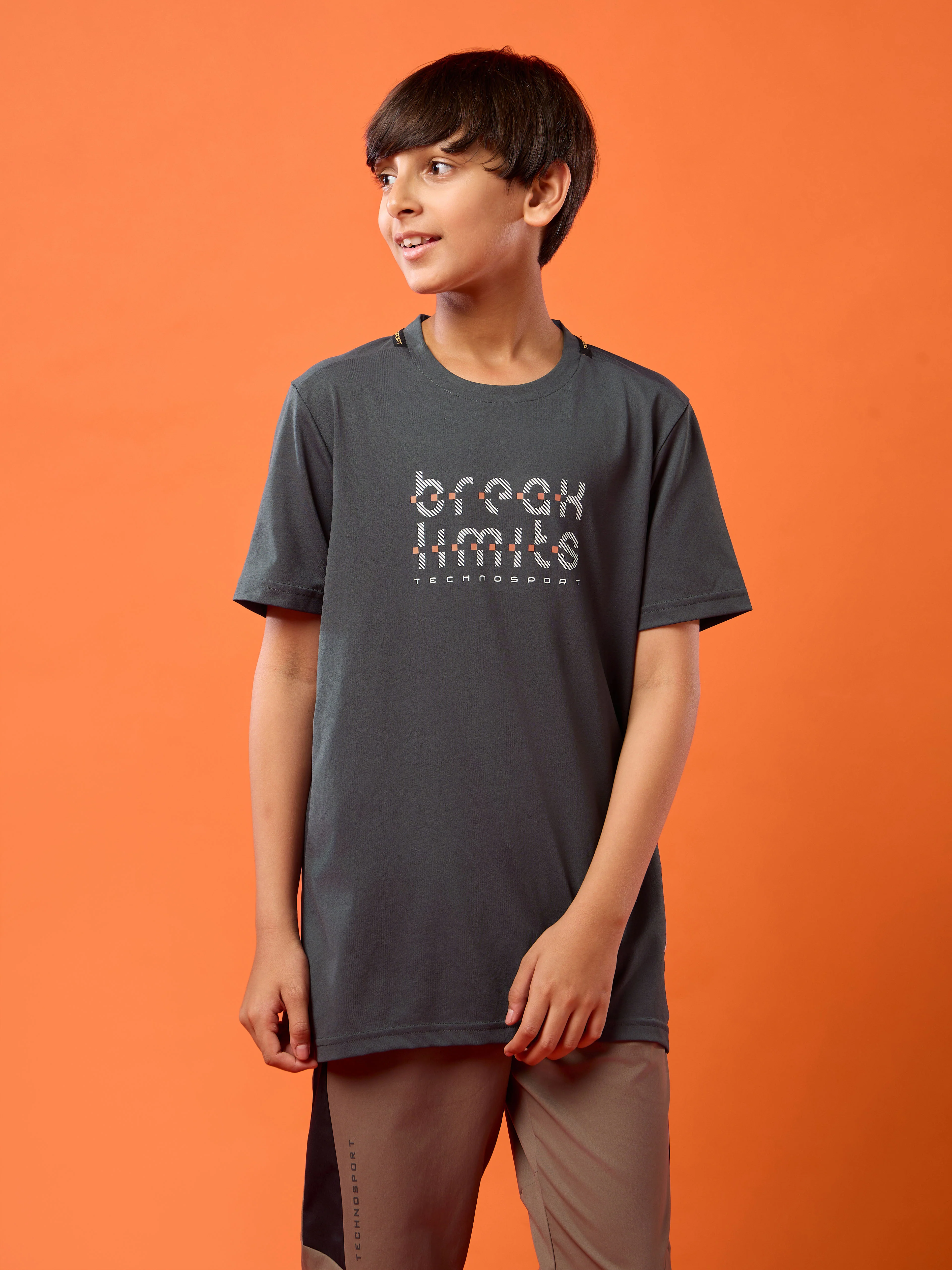 Boys Slim Fit Typography Printed Round Neck Sports T-shirt with COTFLEX - Image 2