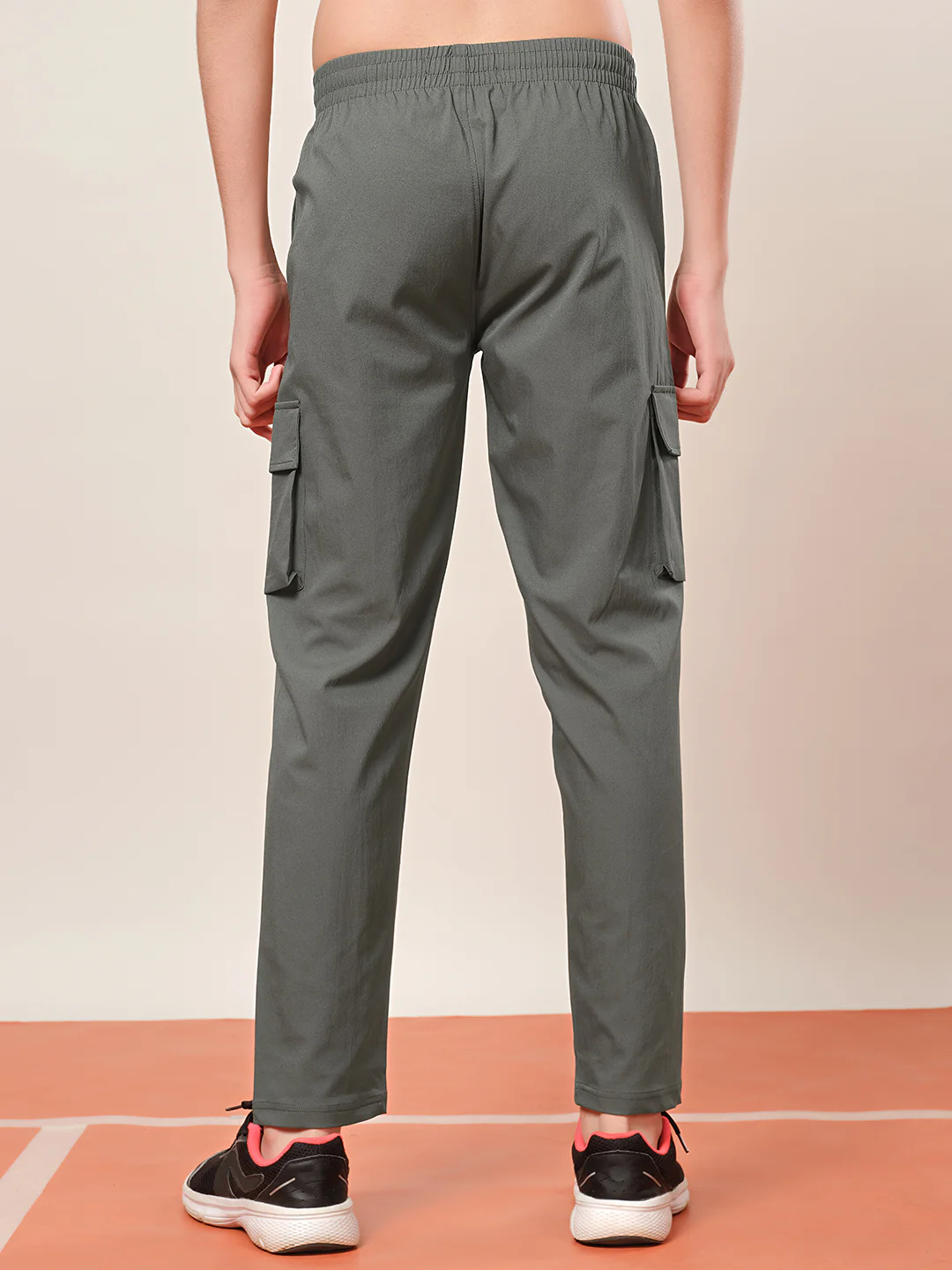 Boys Solid Regular Fit Cargo Trackpants with TS FLEXI - Image 2