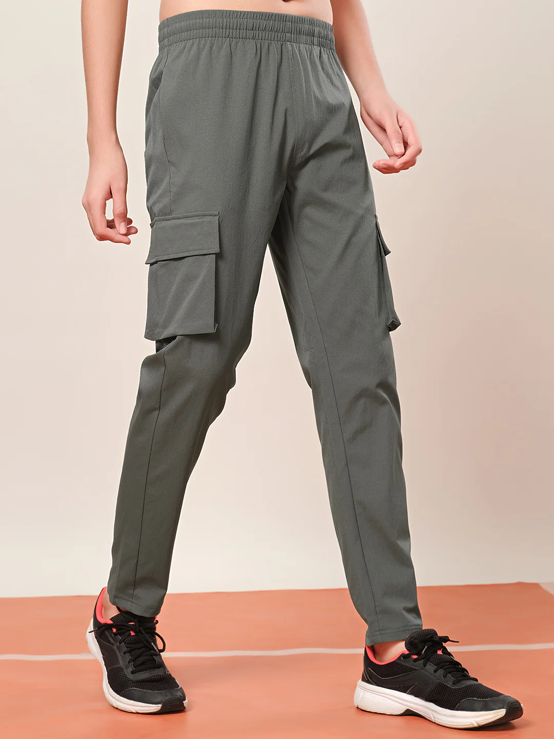 Boys Solid Regular Fit Cargo Trackpants with TS FLEXI - Image 3