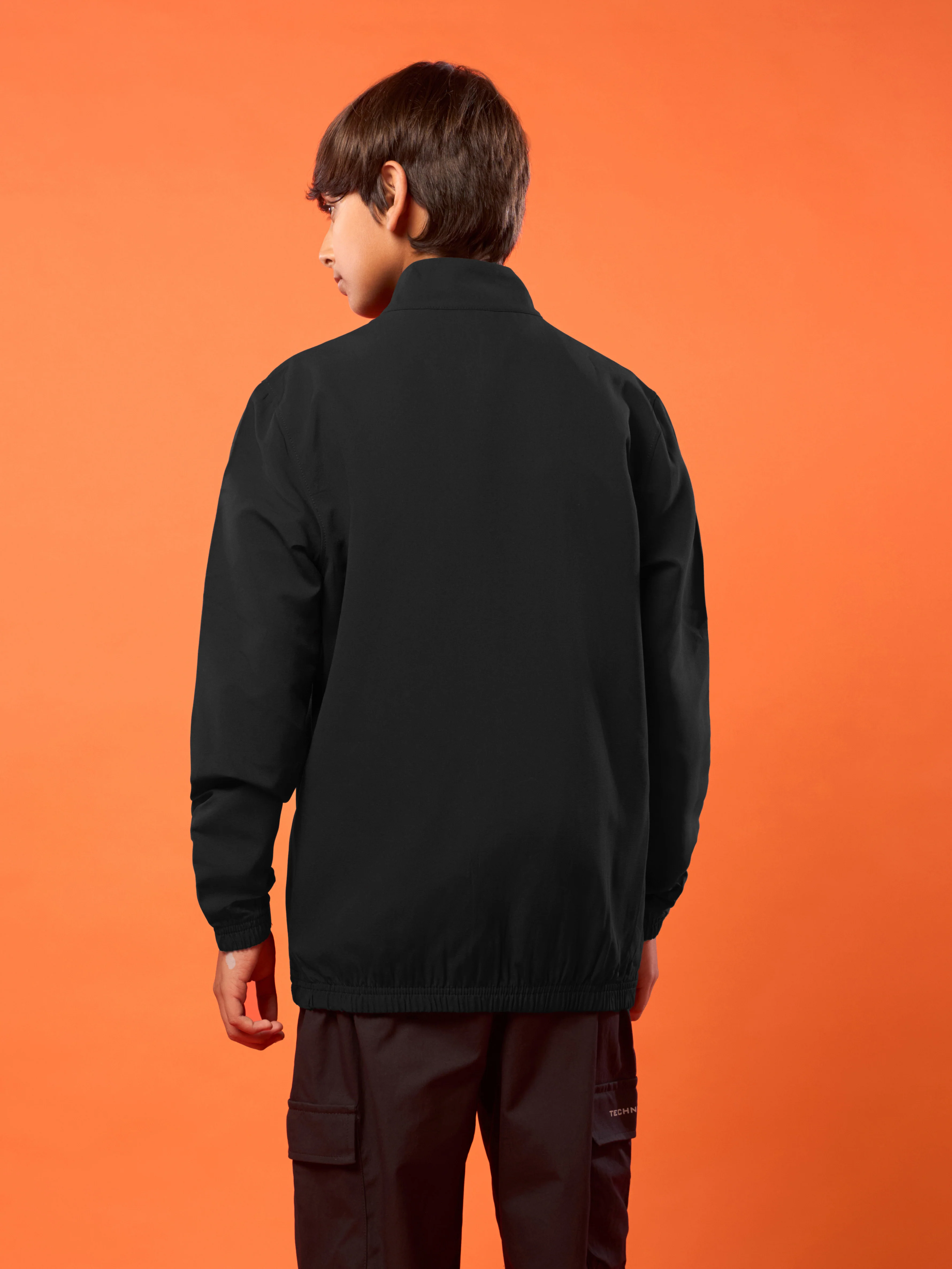 Boys Solid Slim Fit Mock Neck Sports Jacket with TECHNOLITE - Image 3