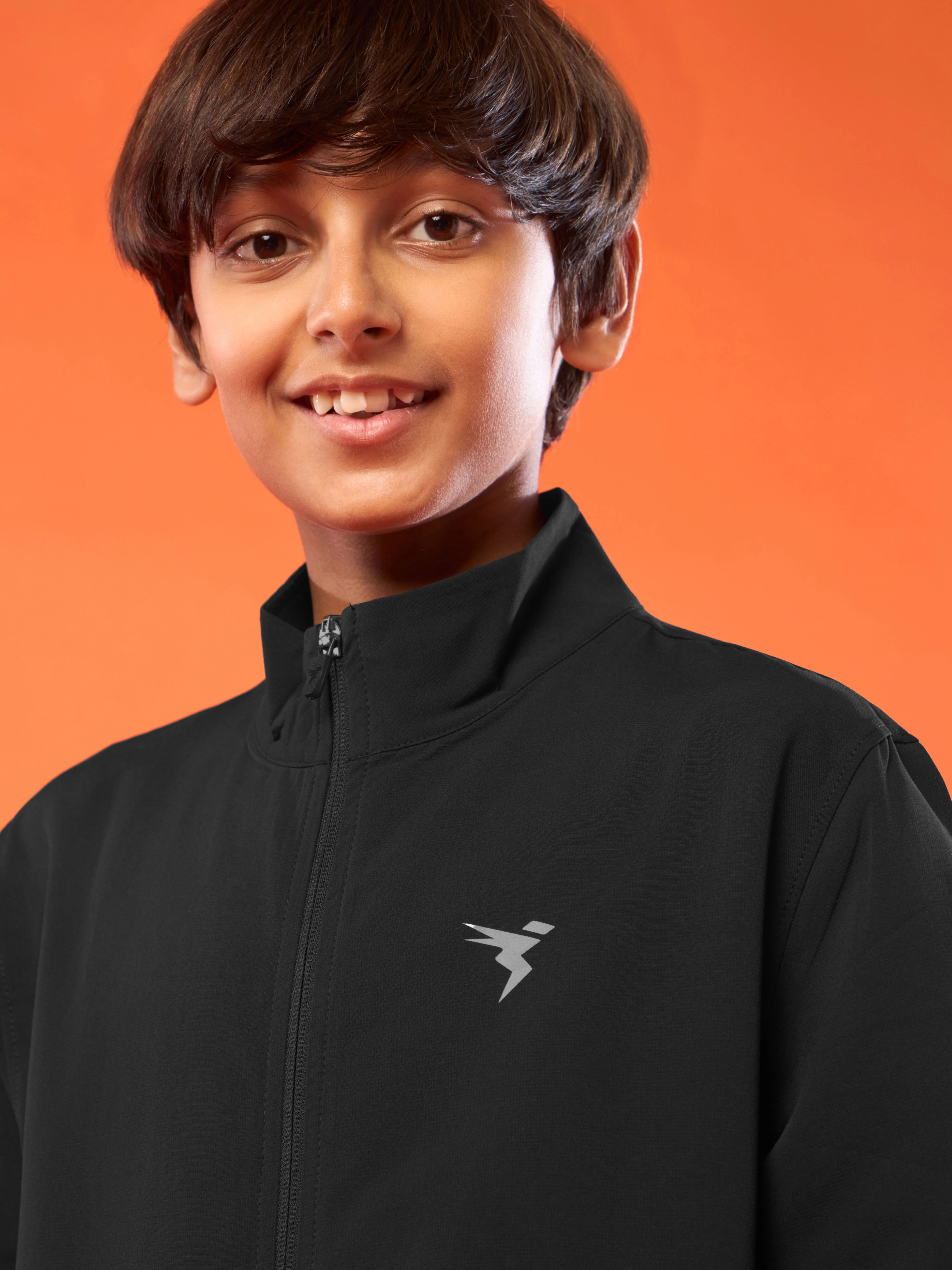 Boys Solid Slim Fit Mock Neck Sports Jacket with TECHNOLITE - Image 5
