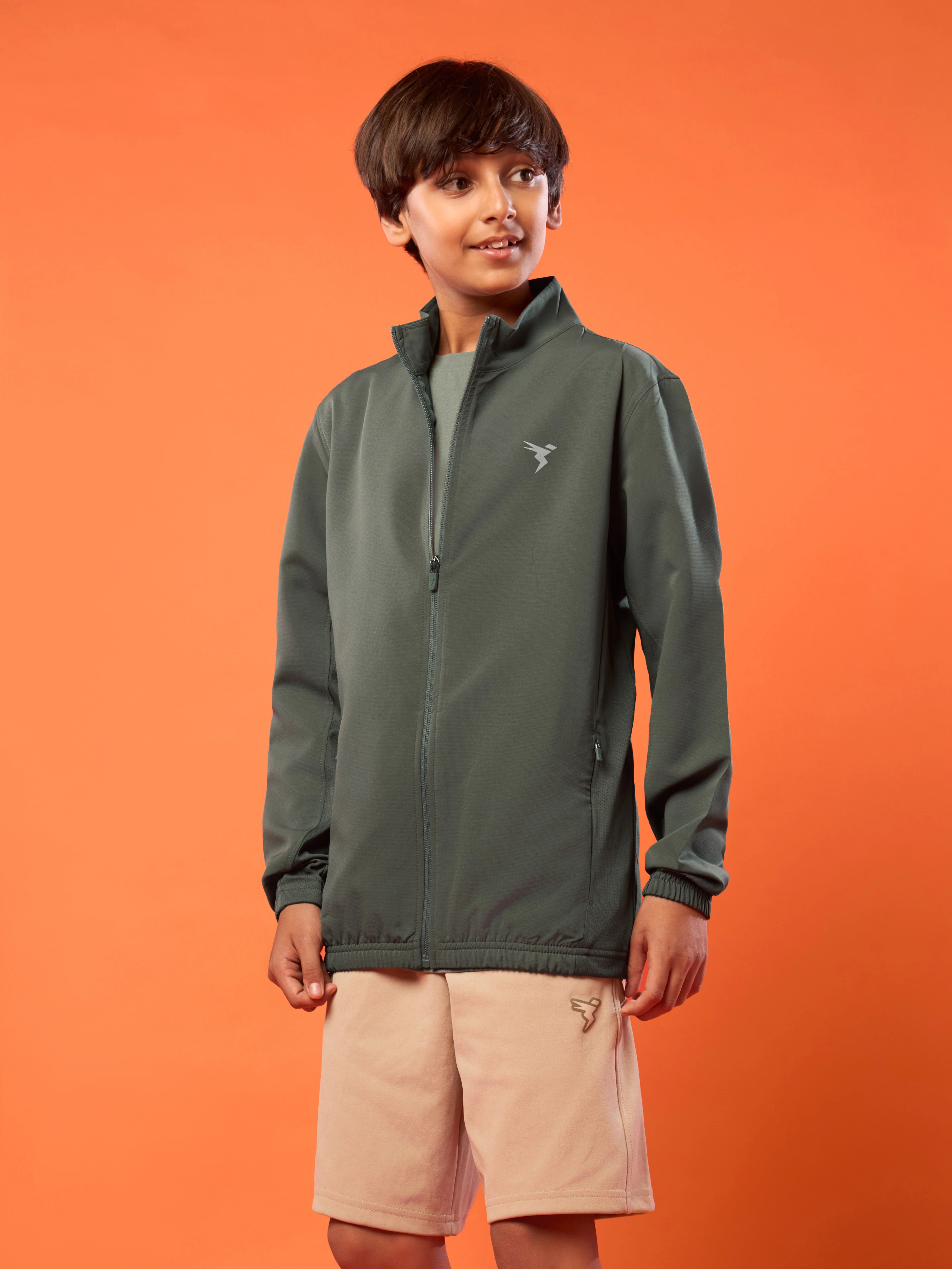 Boys Solid Slim Fit Mock Neck Sports Jacket with TECHNOLITE - Image 4