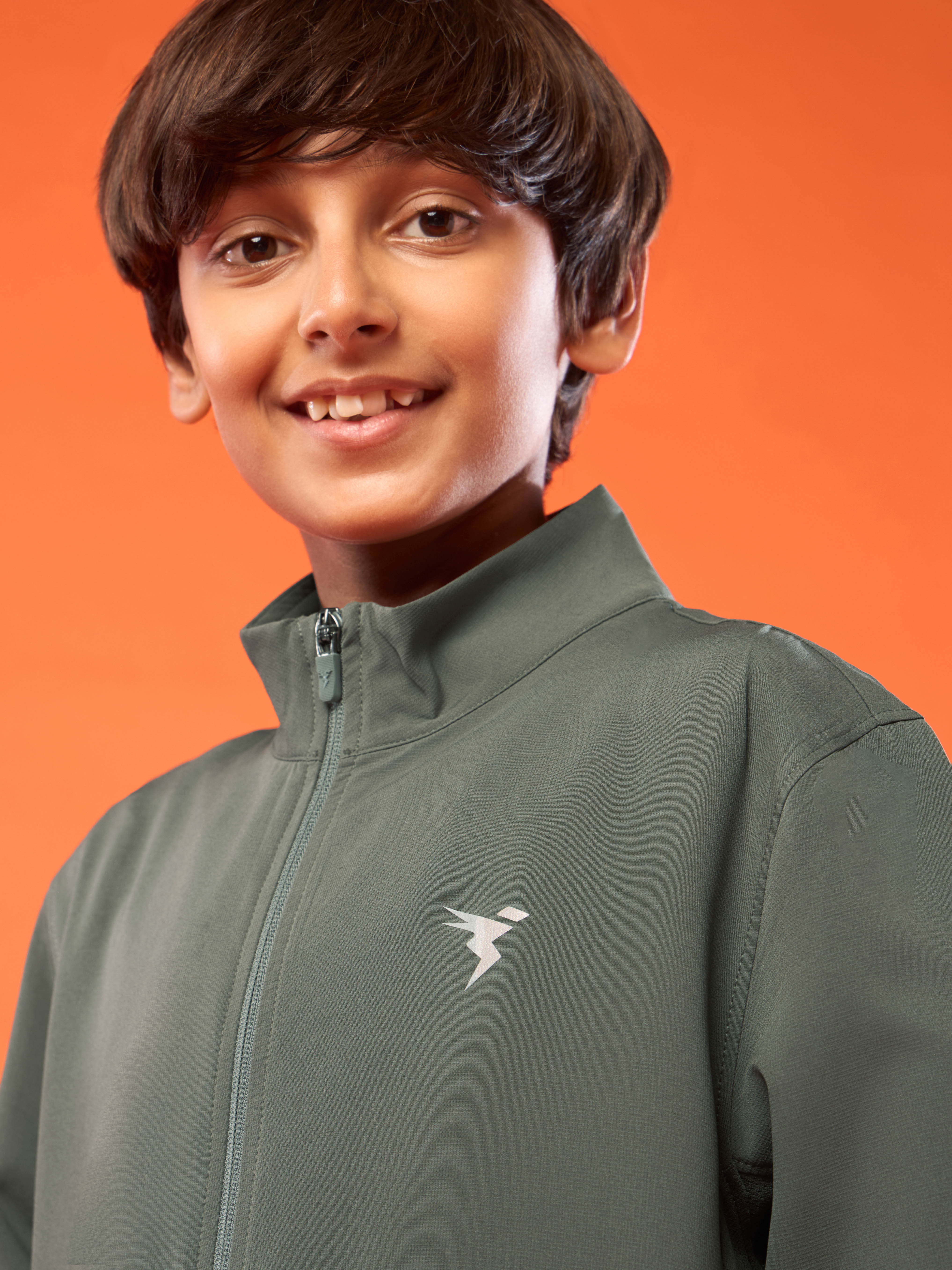 Boys Solid Slim Fit Mock Neck Sports Jacket with TECHNOLITE - Image 5