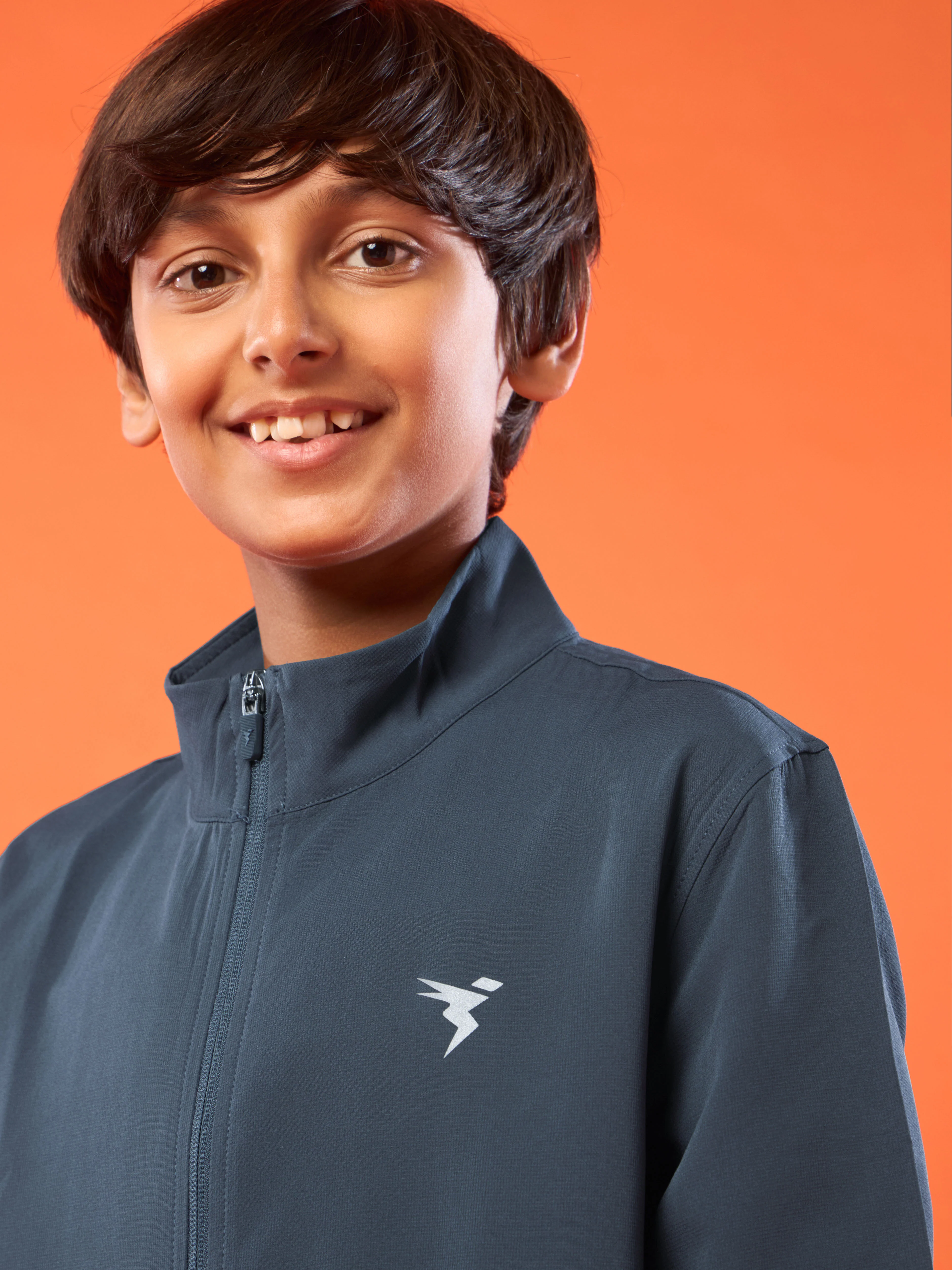 Boys Solid Slim Fit Mock Neck Sports Jacket with TECHNOLITE - Image 5