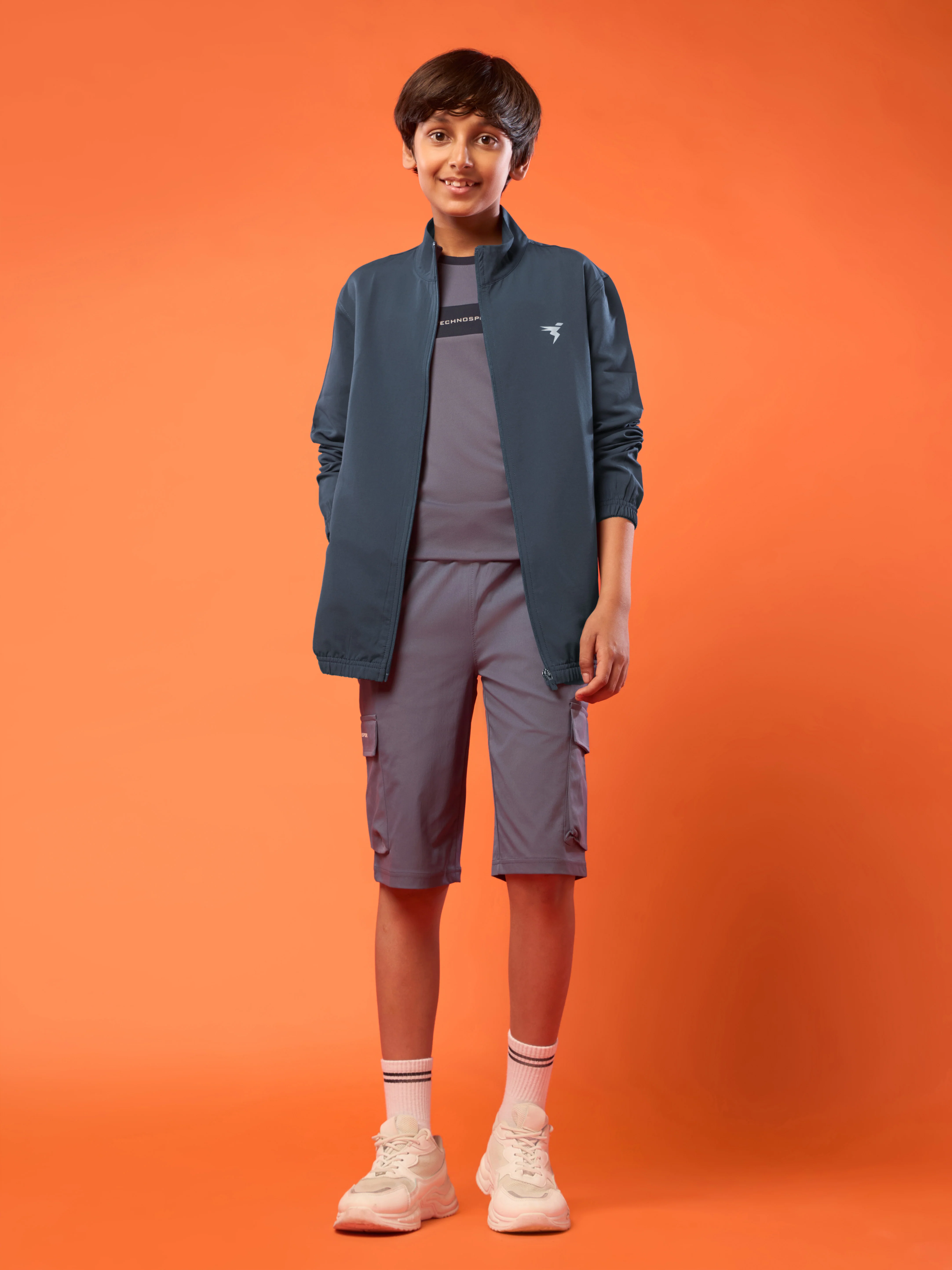 Boys Solid Slim Fit Mock Neck Sports Jacket with TECHNOLITE - Image 7