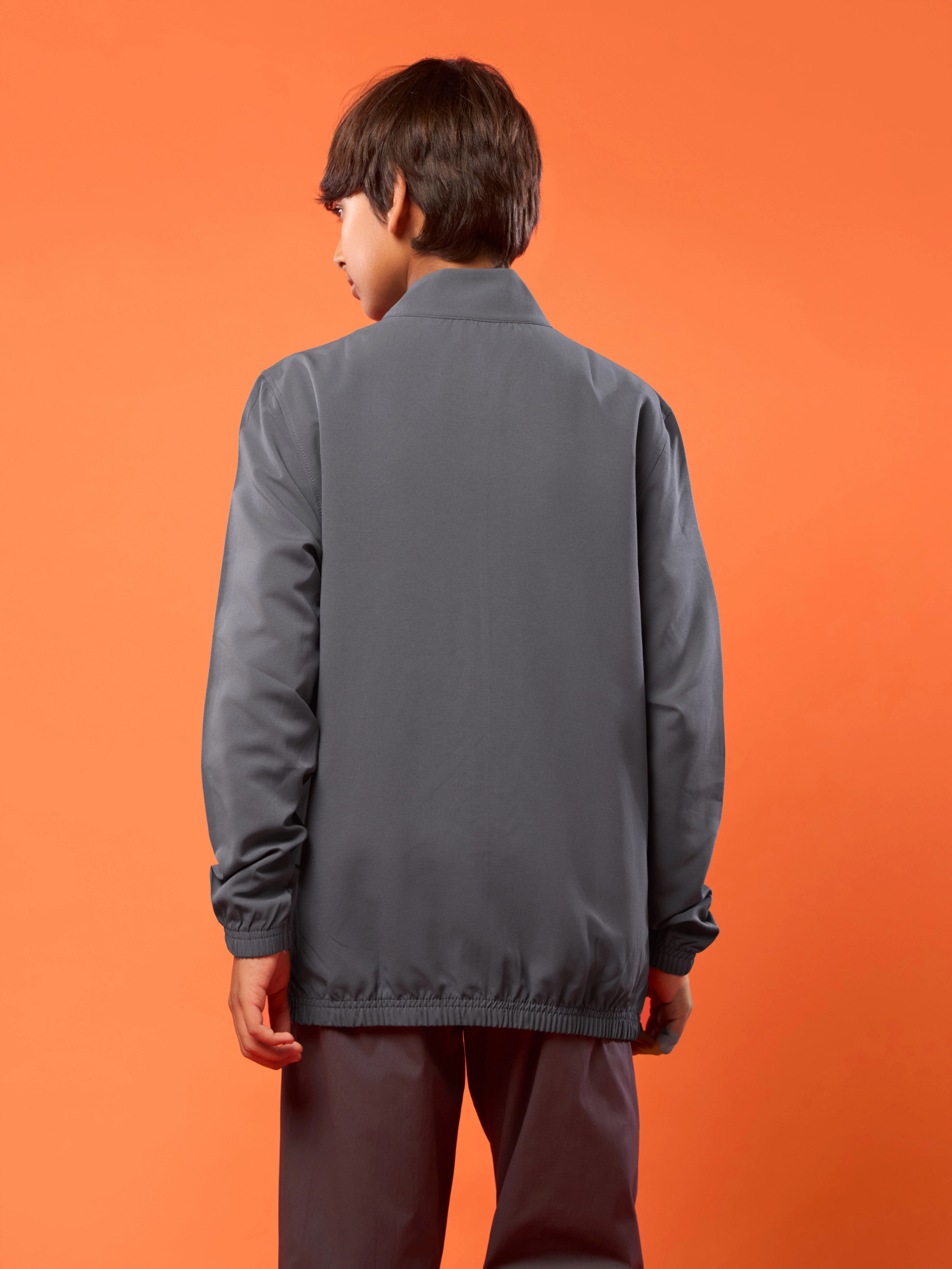 Boys Solid Slim Fit Mock Neck Sports Jacket with TECHNOLITE - Image 3