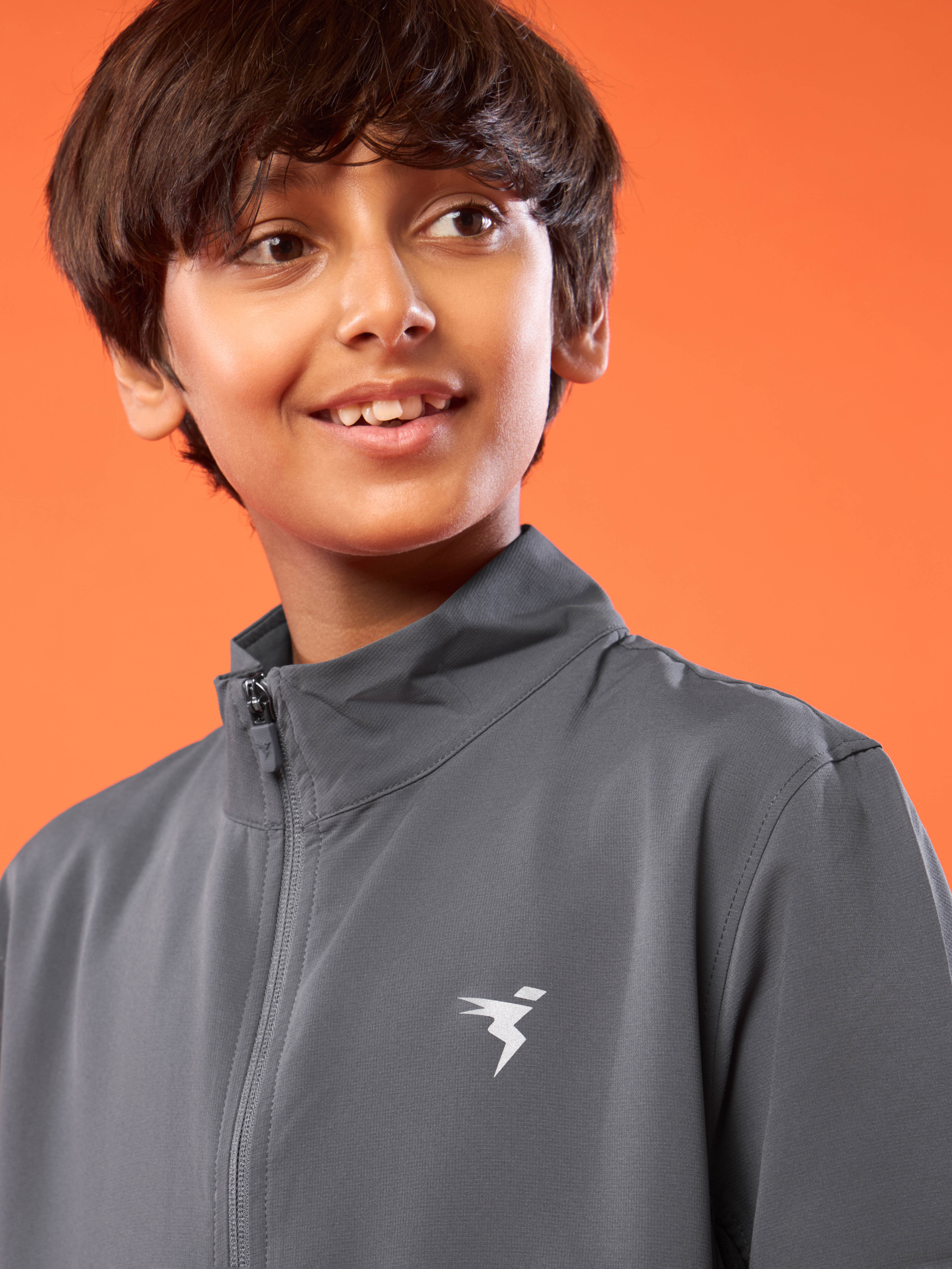 Boys Solid Slim Fit Mock Neck Sports Jacket with TECHNOLITE - Image 5