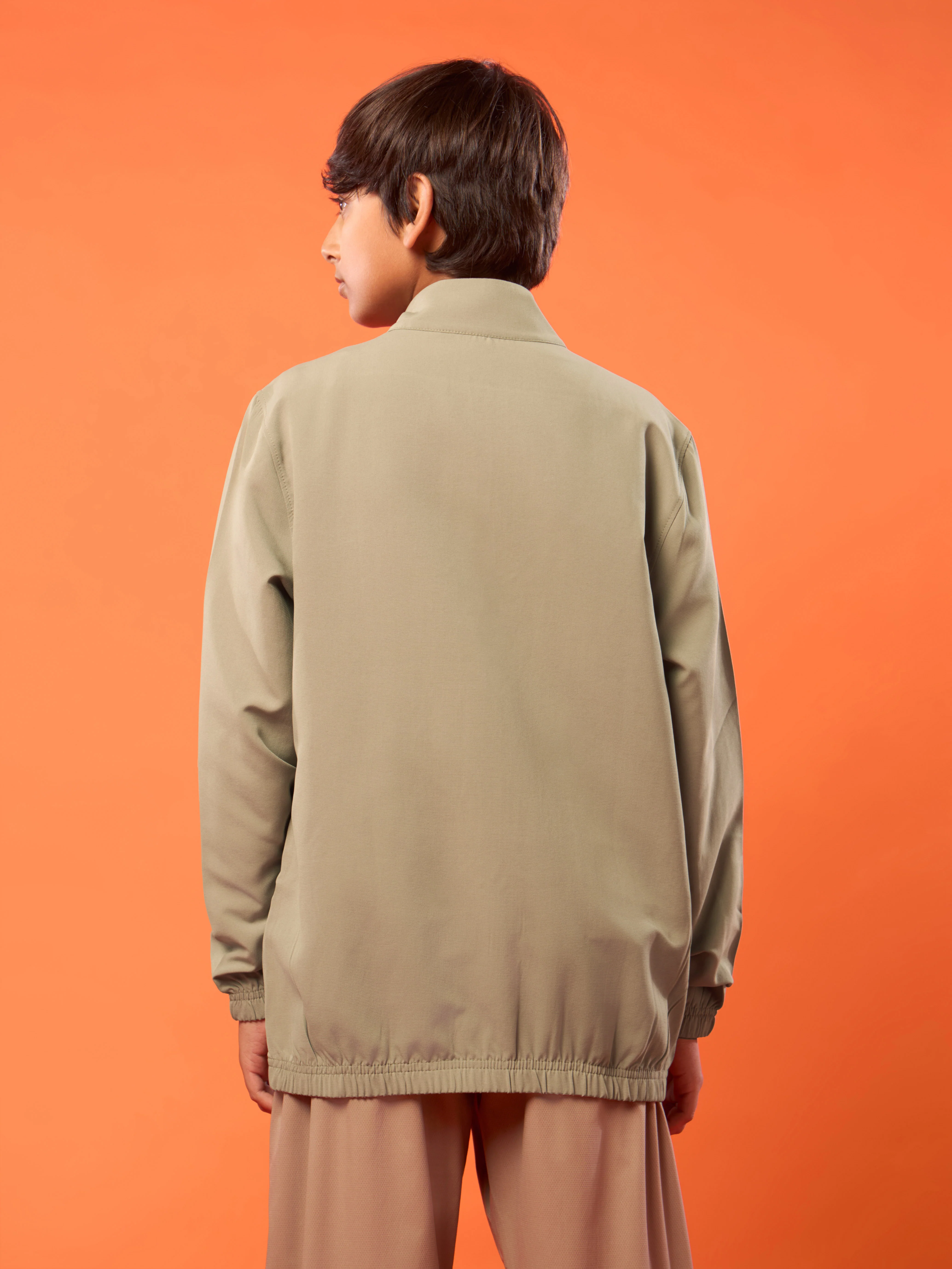 Boys Solid Slim Fit Mock Neck Sports Jacket with TECHNOLITE - Image 3