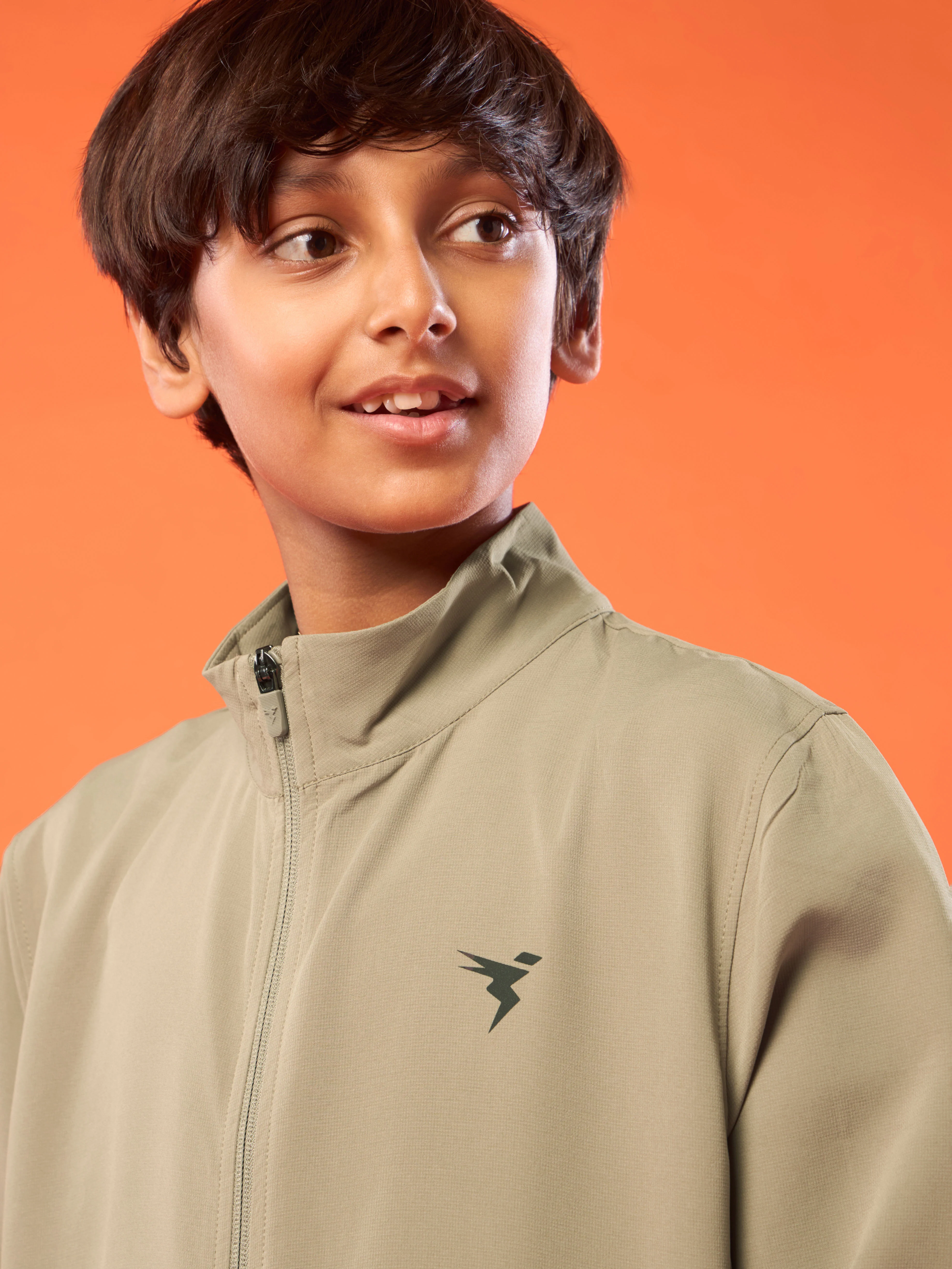 Boys Solid Slim Fit Mock Neck Sports Jacket with TECHNOLITE - Image 5