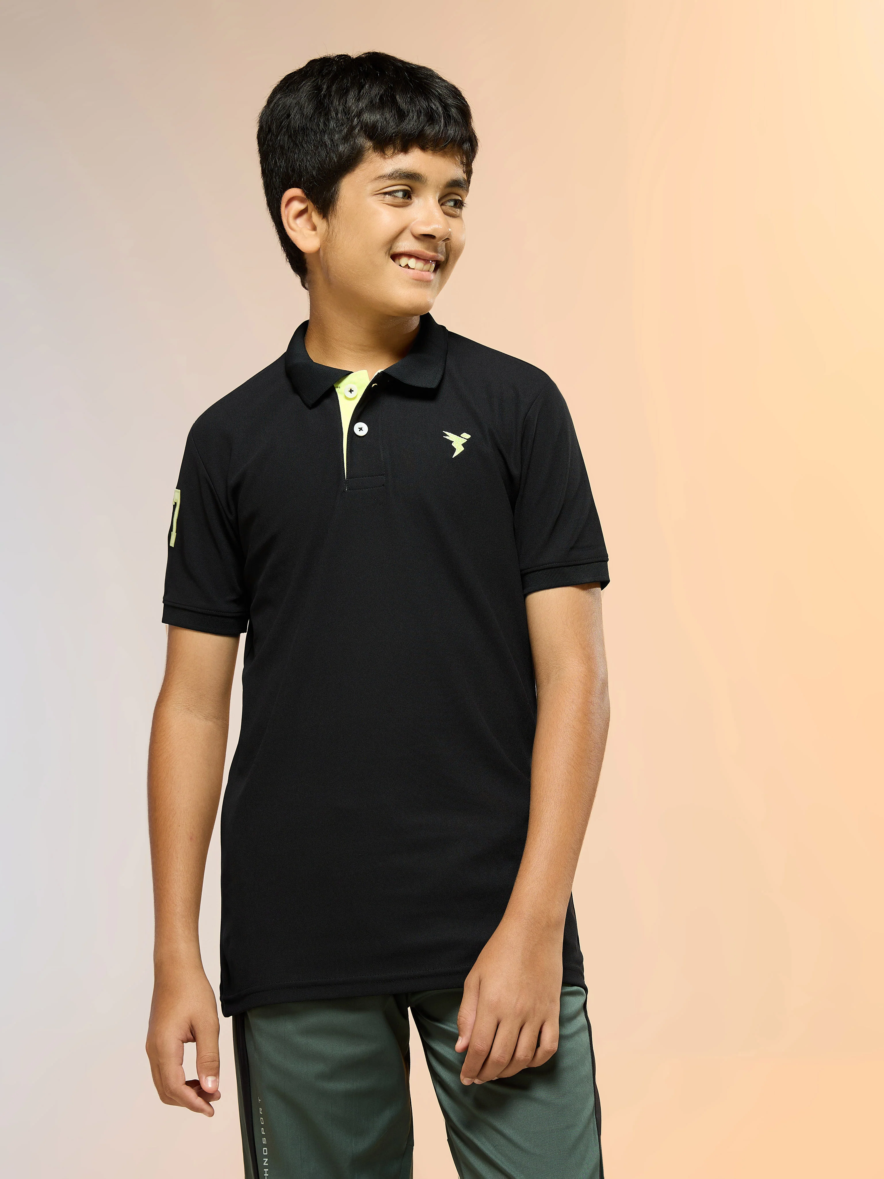 Boys Solid Slim Fit Polo Sports T-shirt with MATPIQ - Image 2