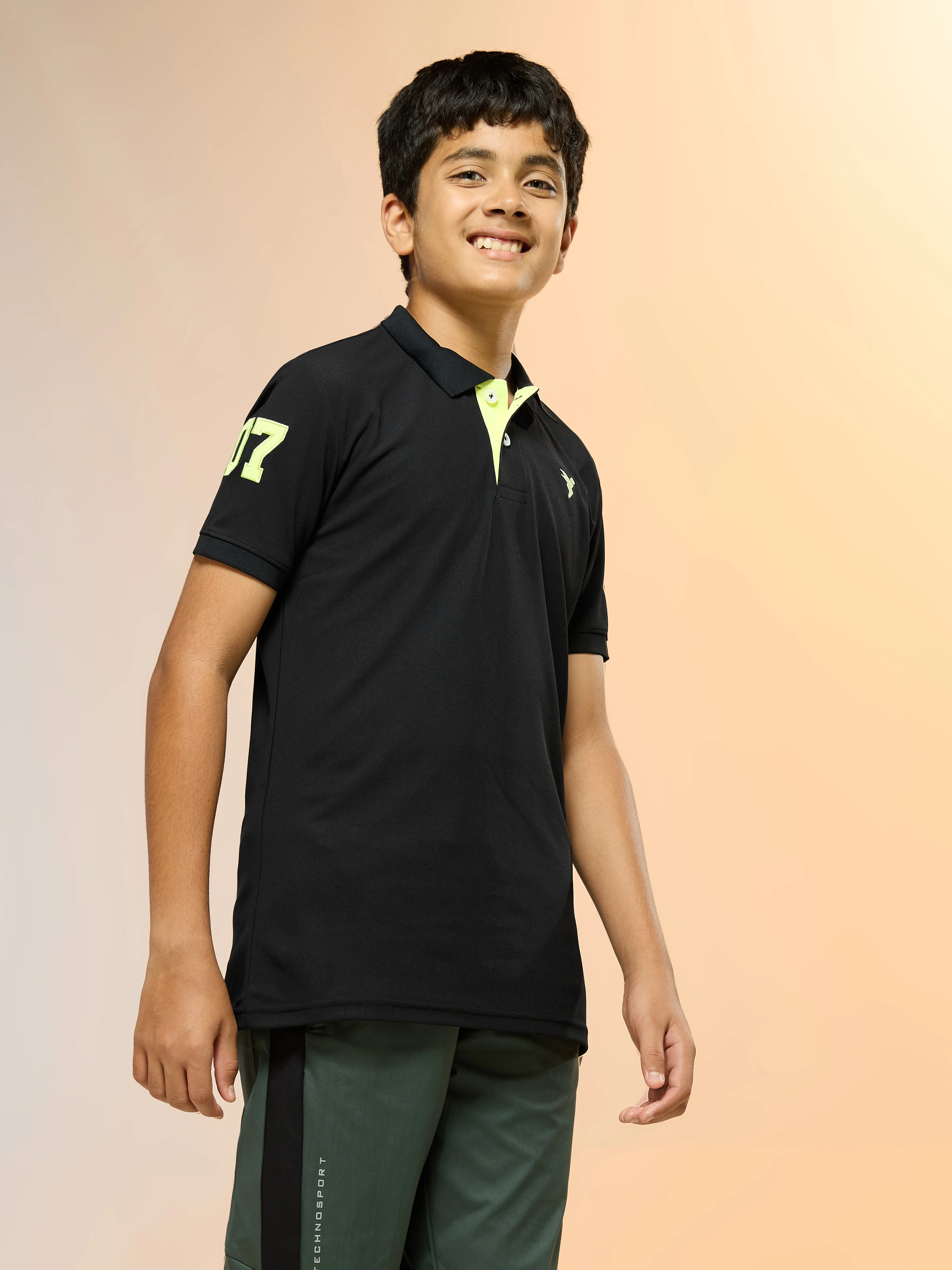 Boys Solid Slim Fit Polo Sports T-shirt with MATPIQ - Image 4