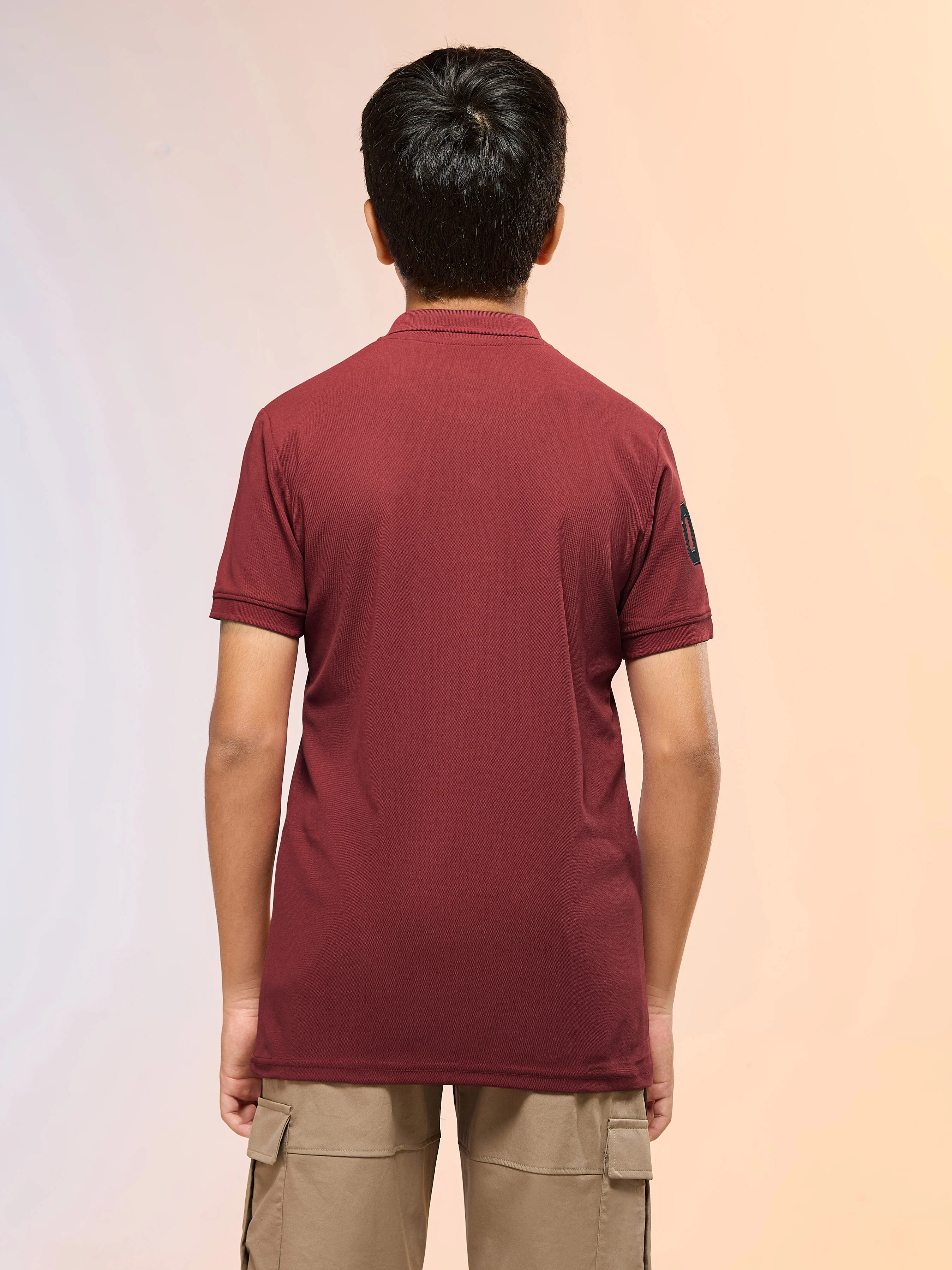 Boys Solid Slim Fit Polo Sports T-shirt with MATPIQ - Image 3