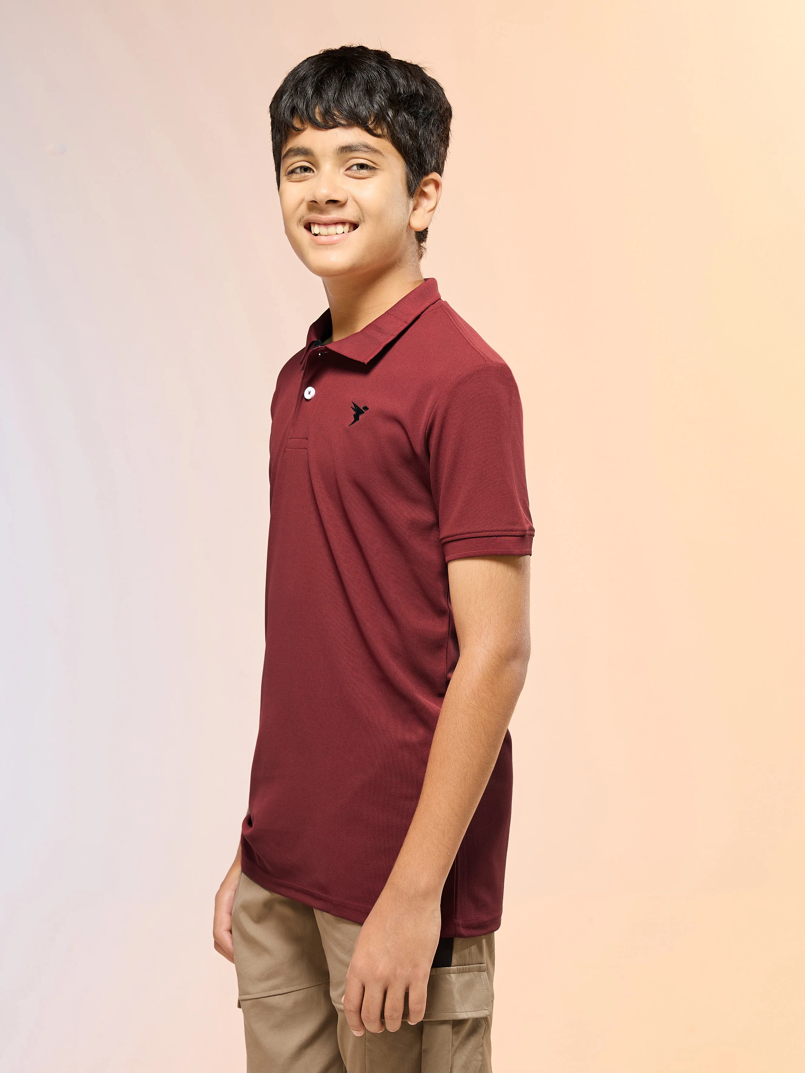 Boys Solid Slim Fit Polo Sports T-shirt with MATPIQ - Image 4