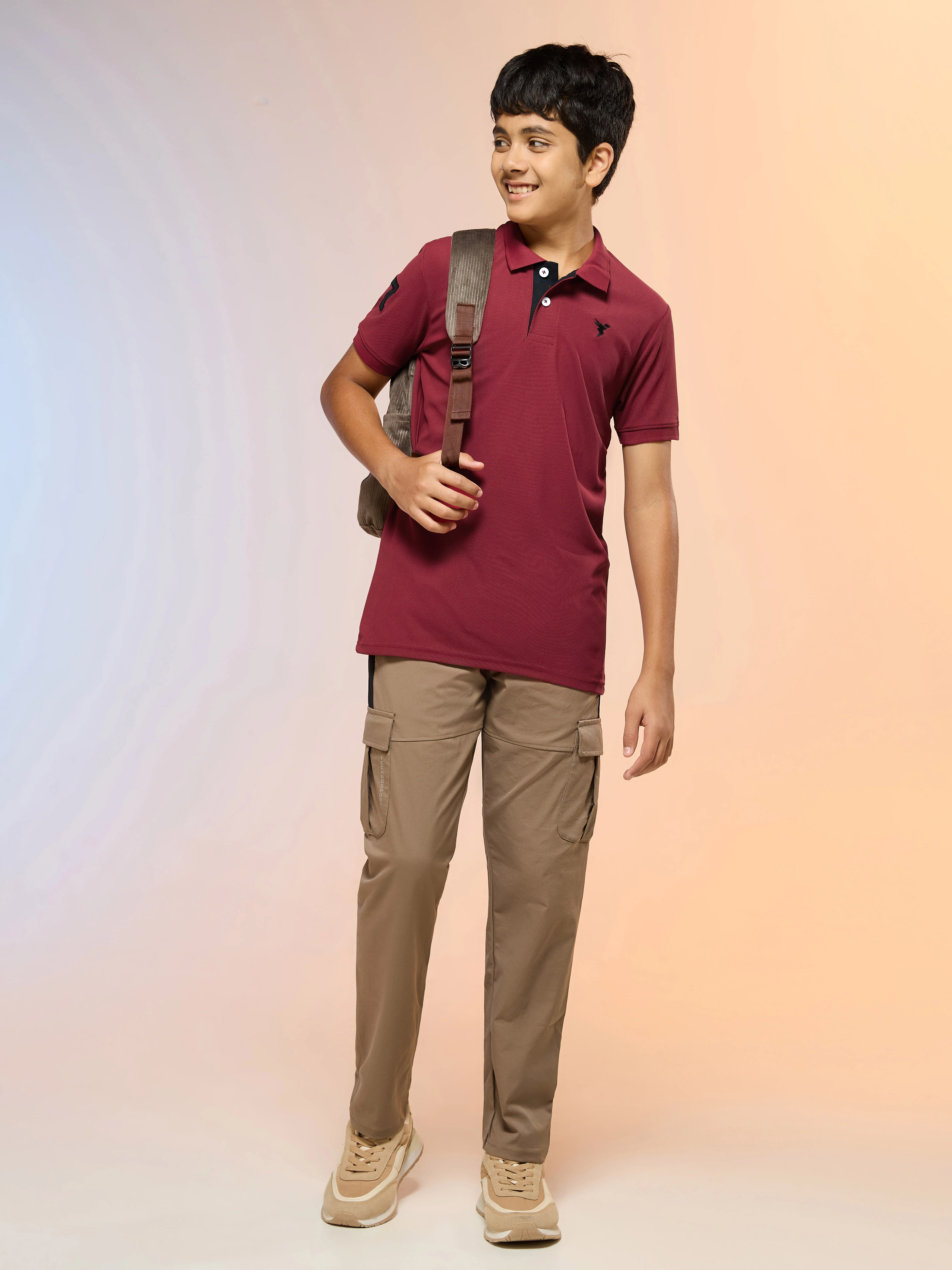 Boys Solid Slim Fit Polo Sports T-shirt with MATPIQ - Image 5