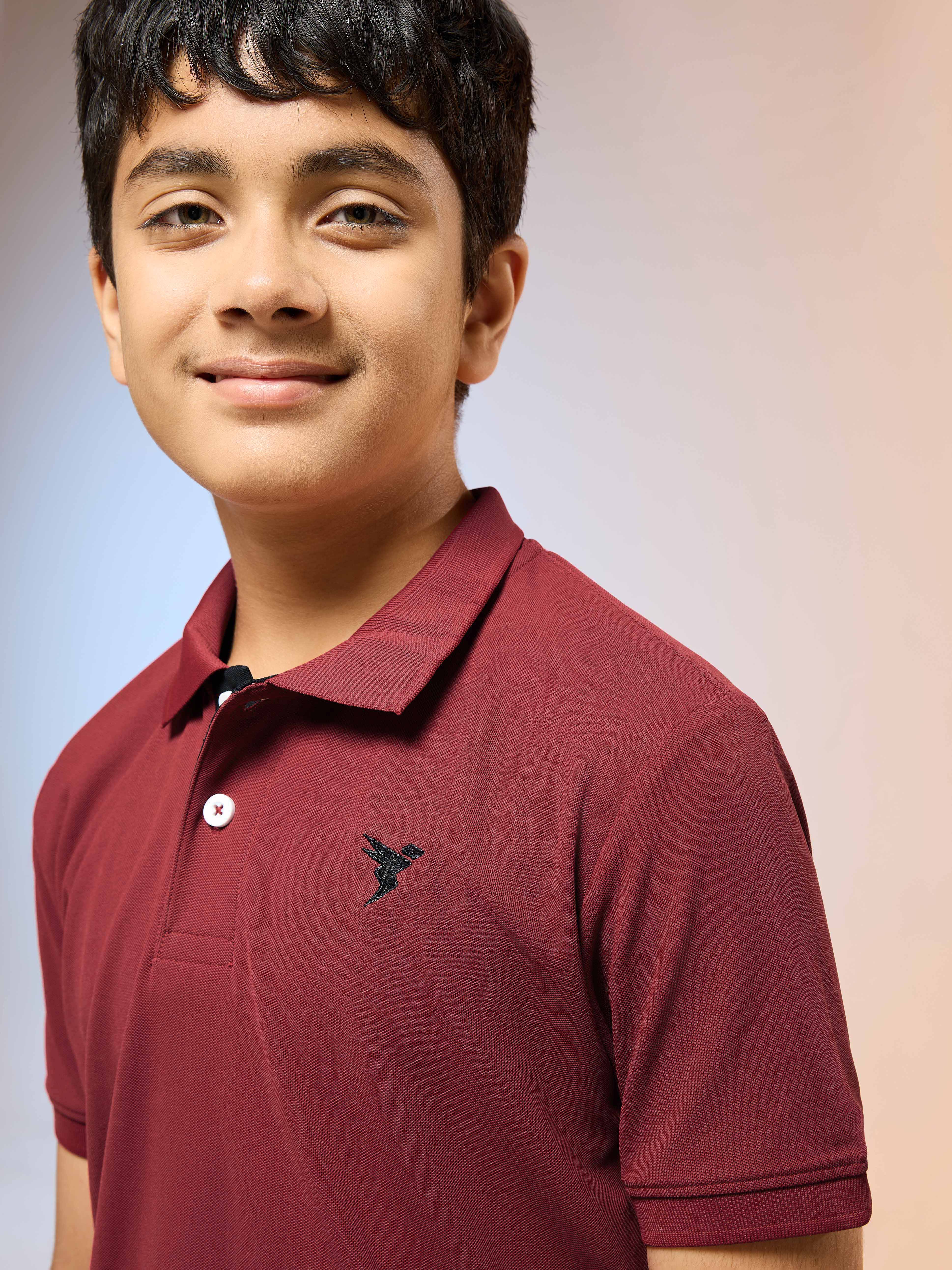 Boys Solid Slim Fit Polo Sports T-shirt with MATPIQ - Image 6