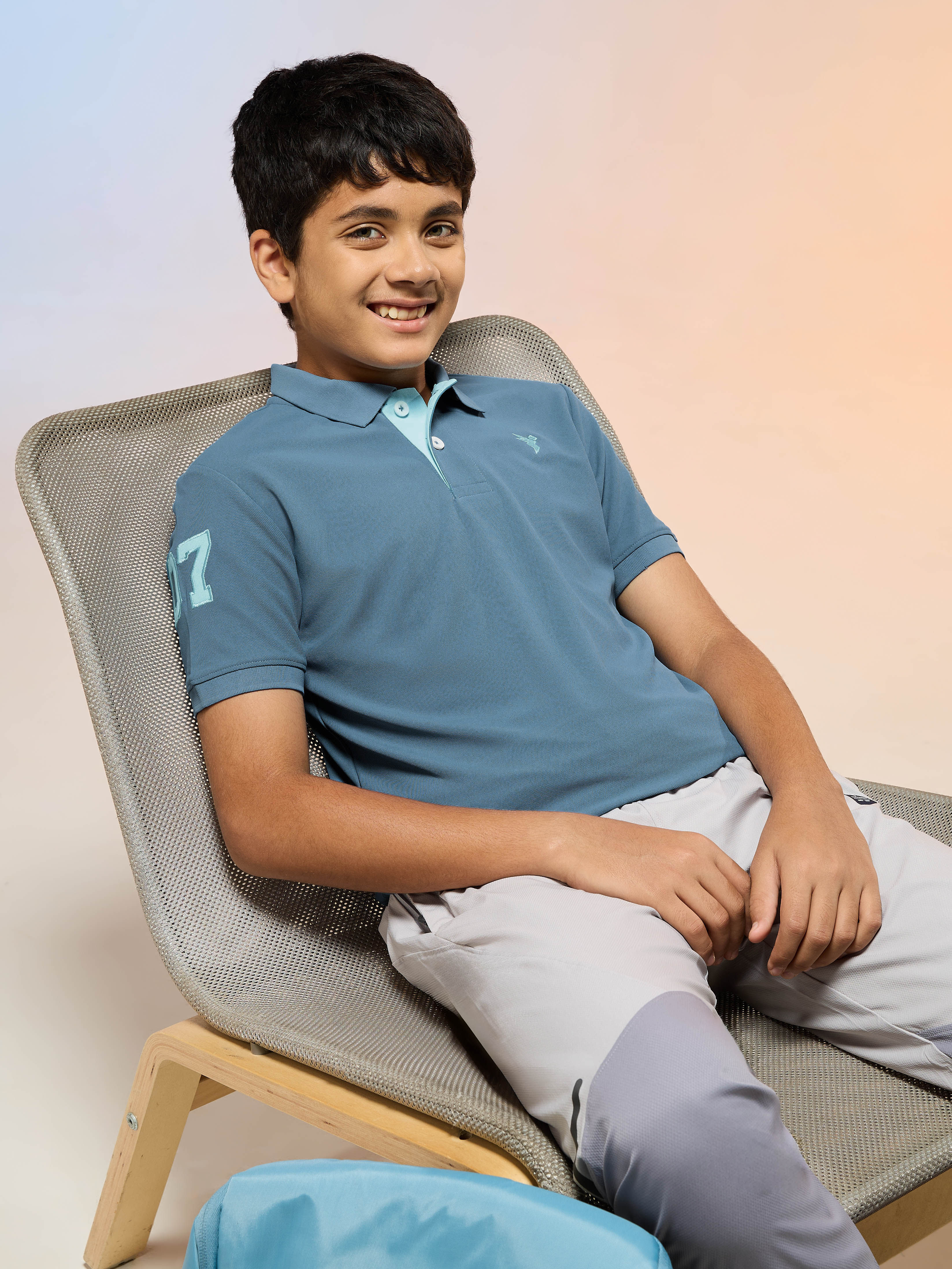 Boys Solid Slim Fit Polo Sports T-shirt with MATPIQ - Image 3