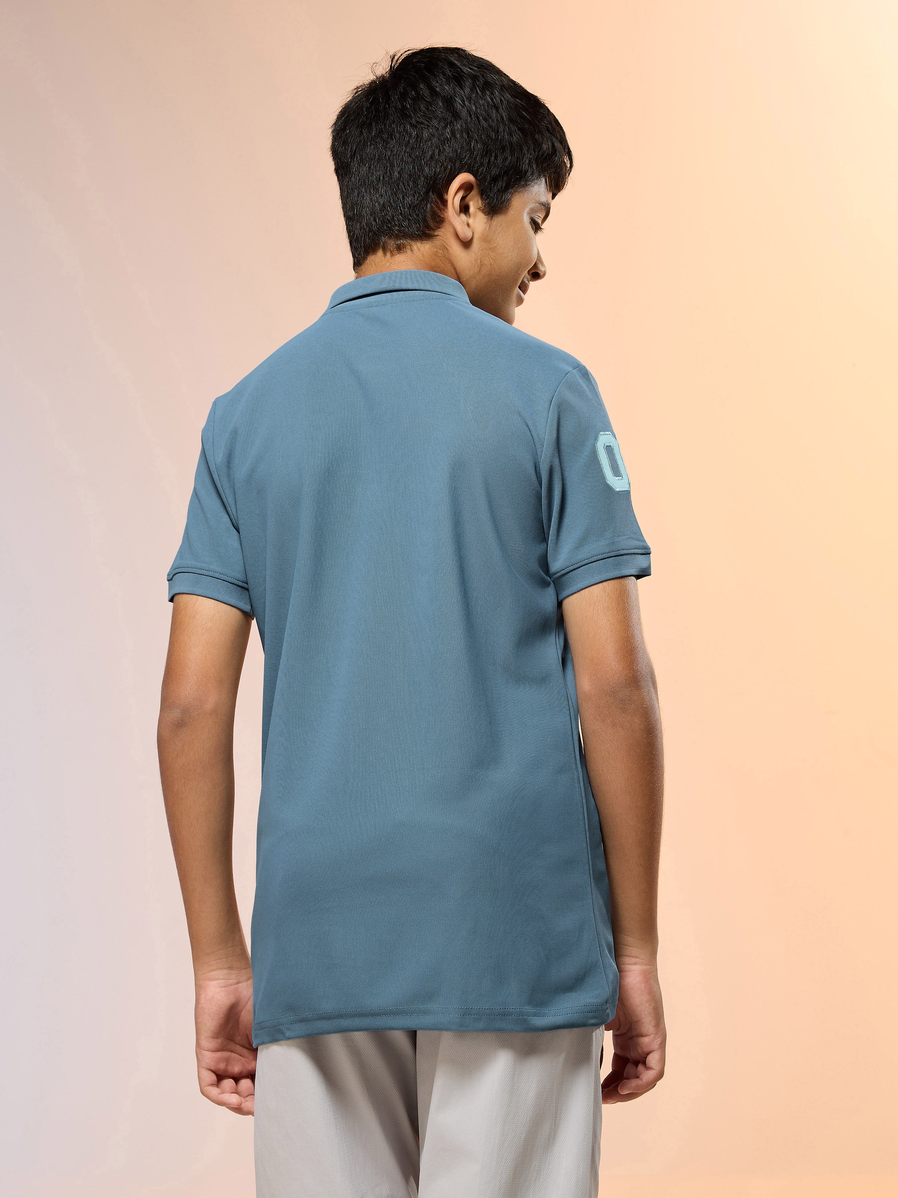 Boys Solid Slim Fit Polo Sports T-shirt with MATPIQ - Image 4