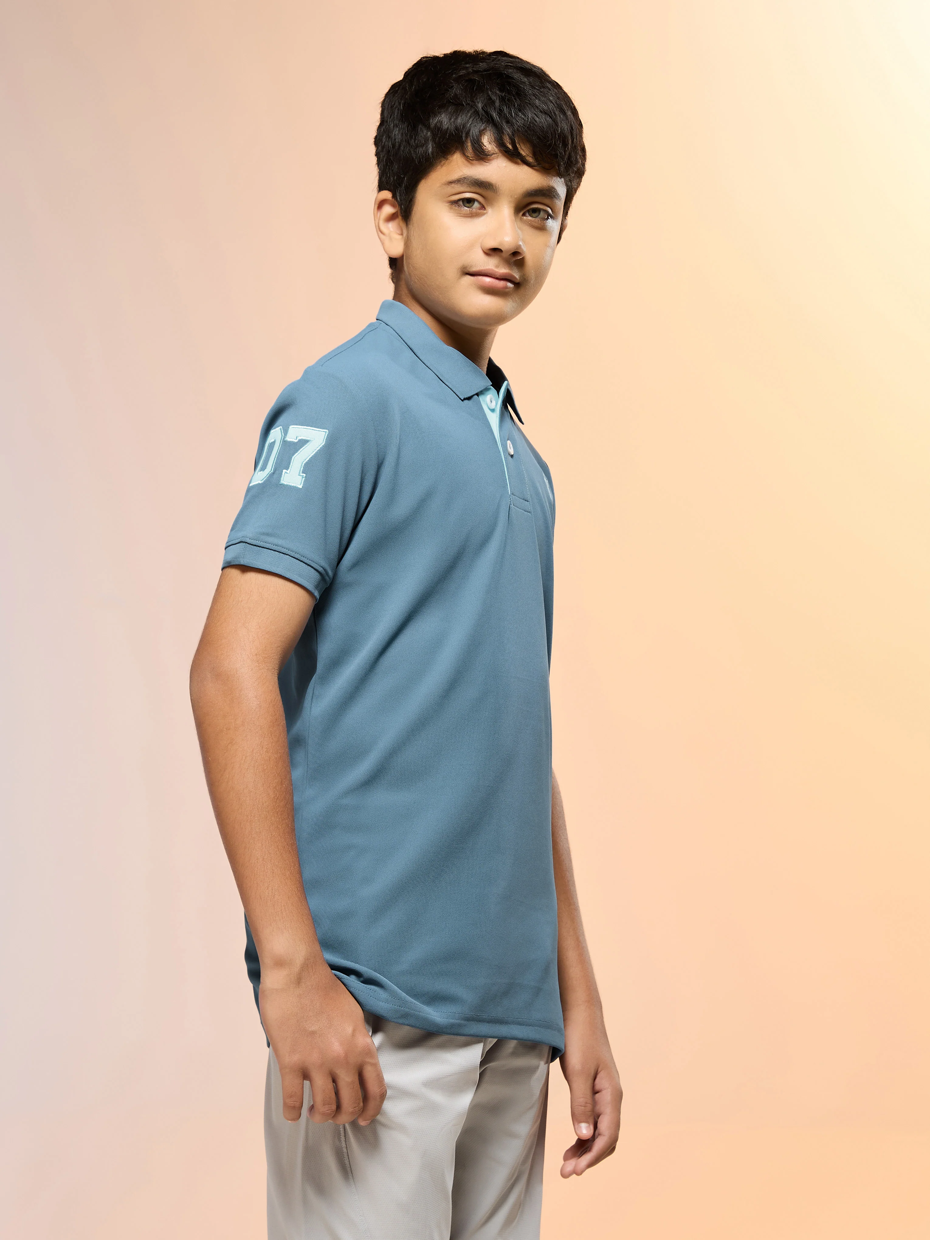 Boys Solid Slim Fit Polo Sports T-shirt with MATPIQ - Image 5