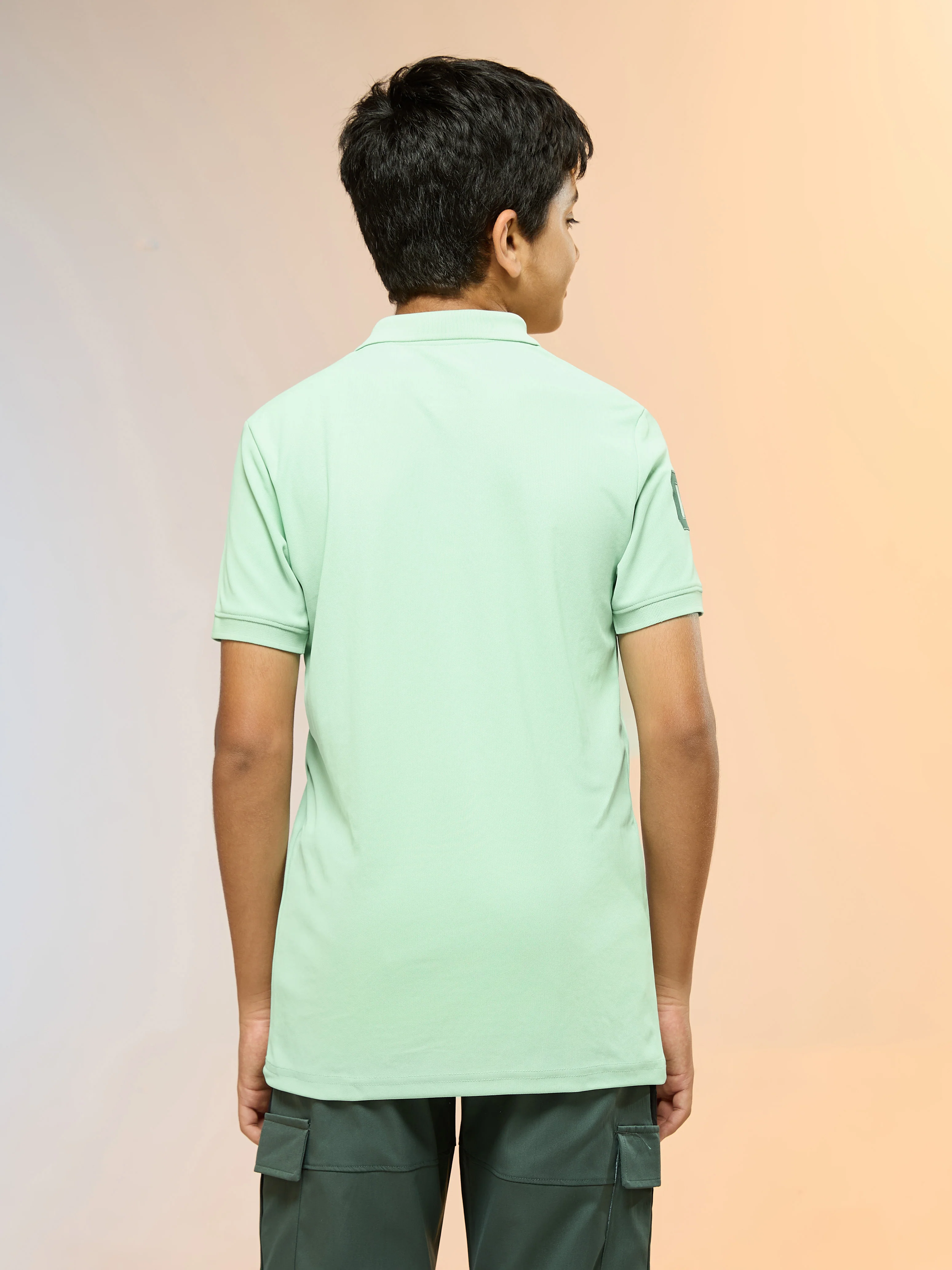 Boys Solid Slim Fit Polo Sports T-shirt with MATPIQ - Image 3