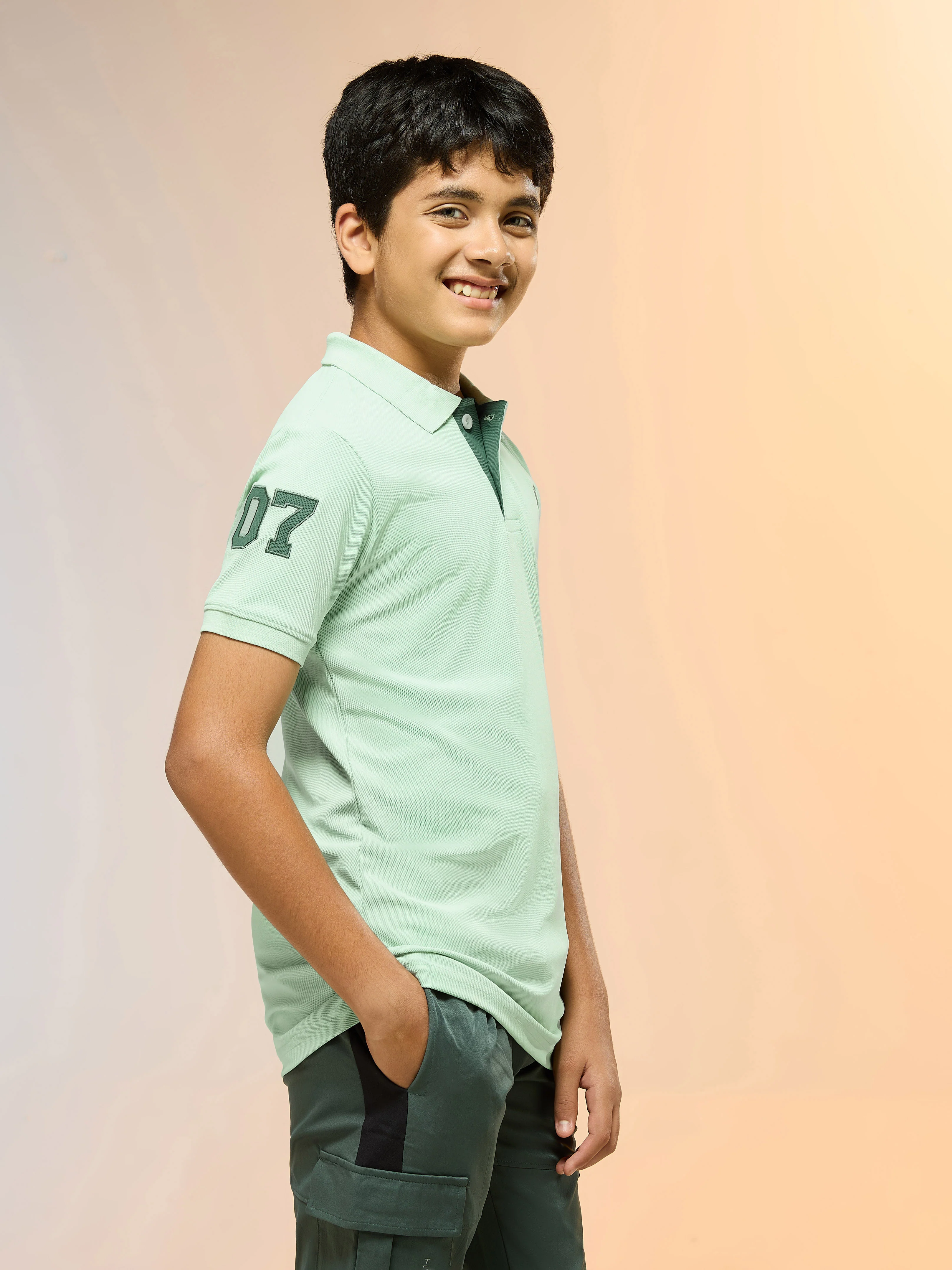 Boys Solid Slim Fit Polo Sports T-shirt with MATPIQ - Image 4